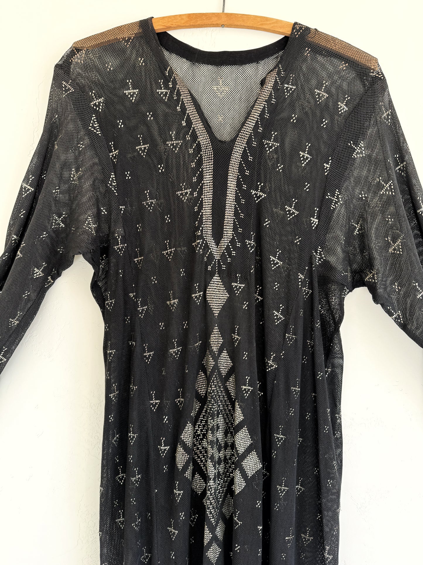 1970s Egyptian Assuit Black Kaftan- M/L