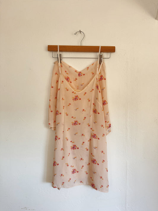 1940s Pink Floral Rayon Jersey Set- S/M-M
