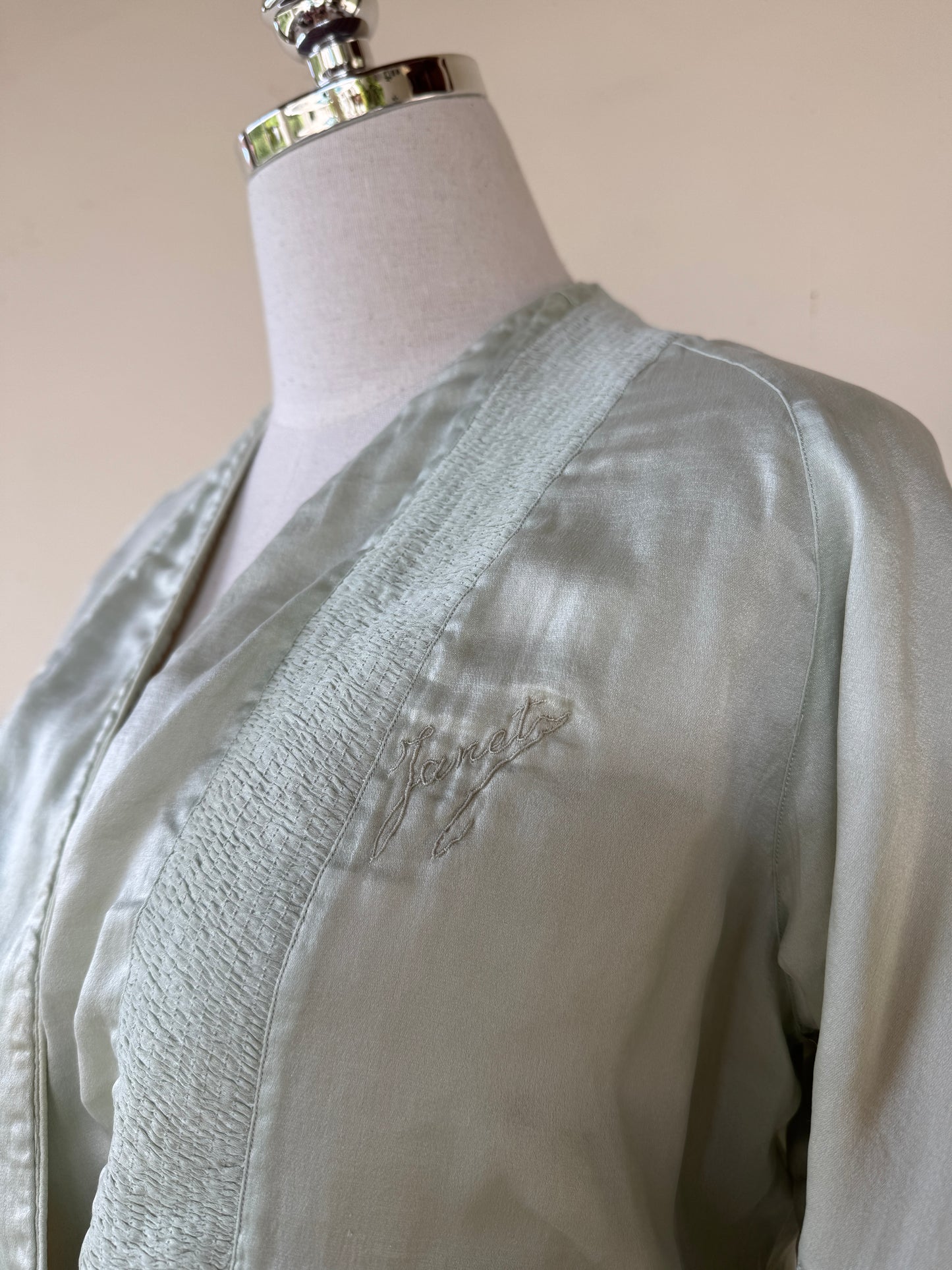 1920s Sea Foam Charmeuse Silk Jacket- S-M