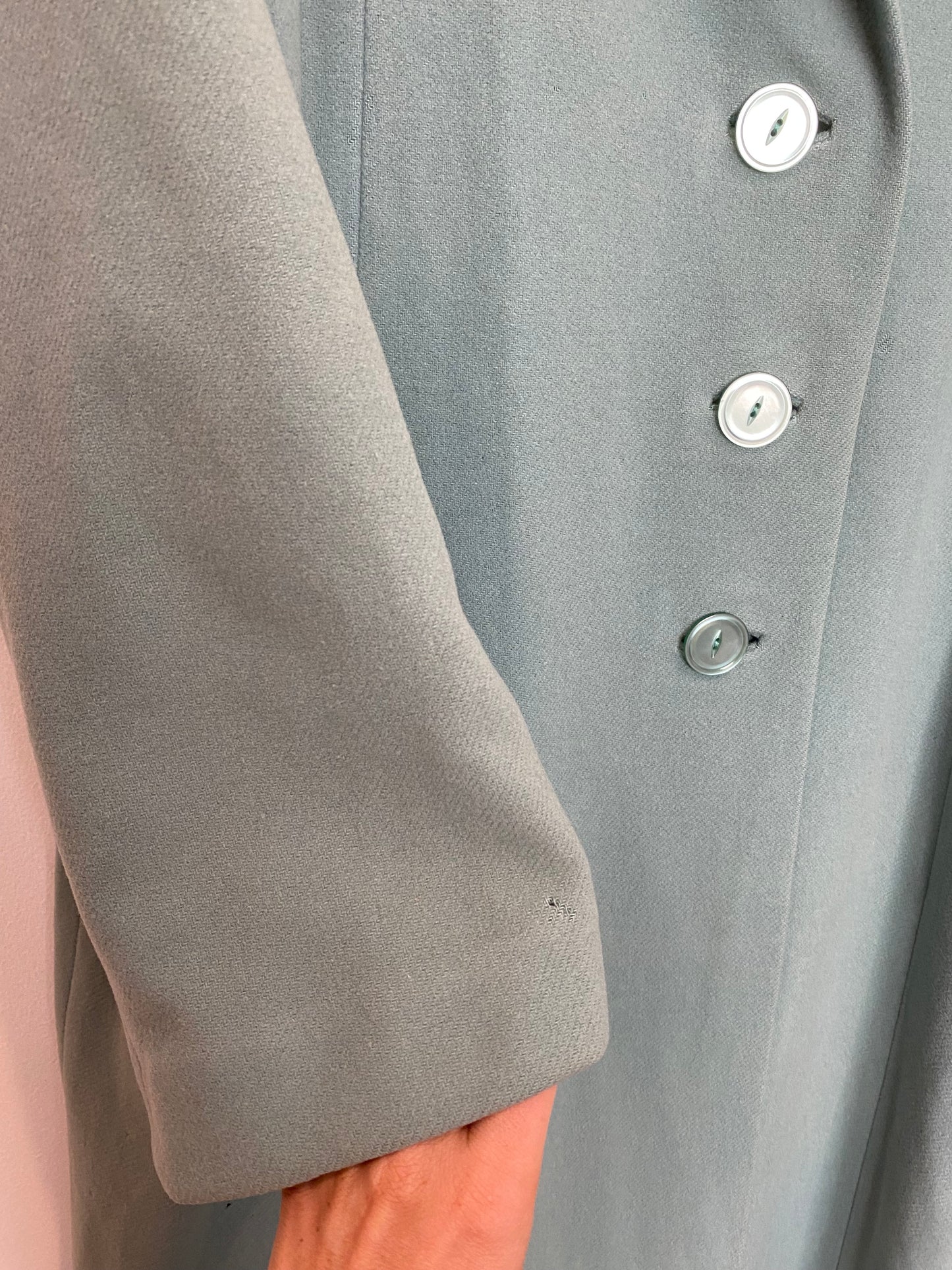 1950s Sea Foam Swing Coat w/ Deco Details- L/XL