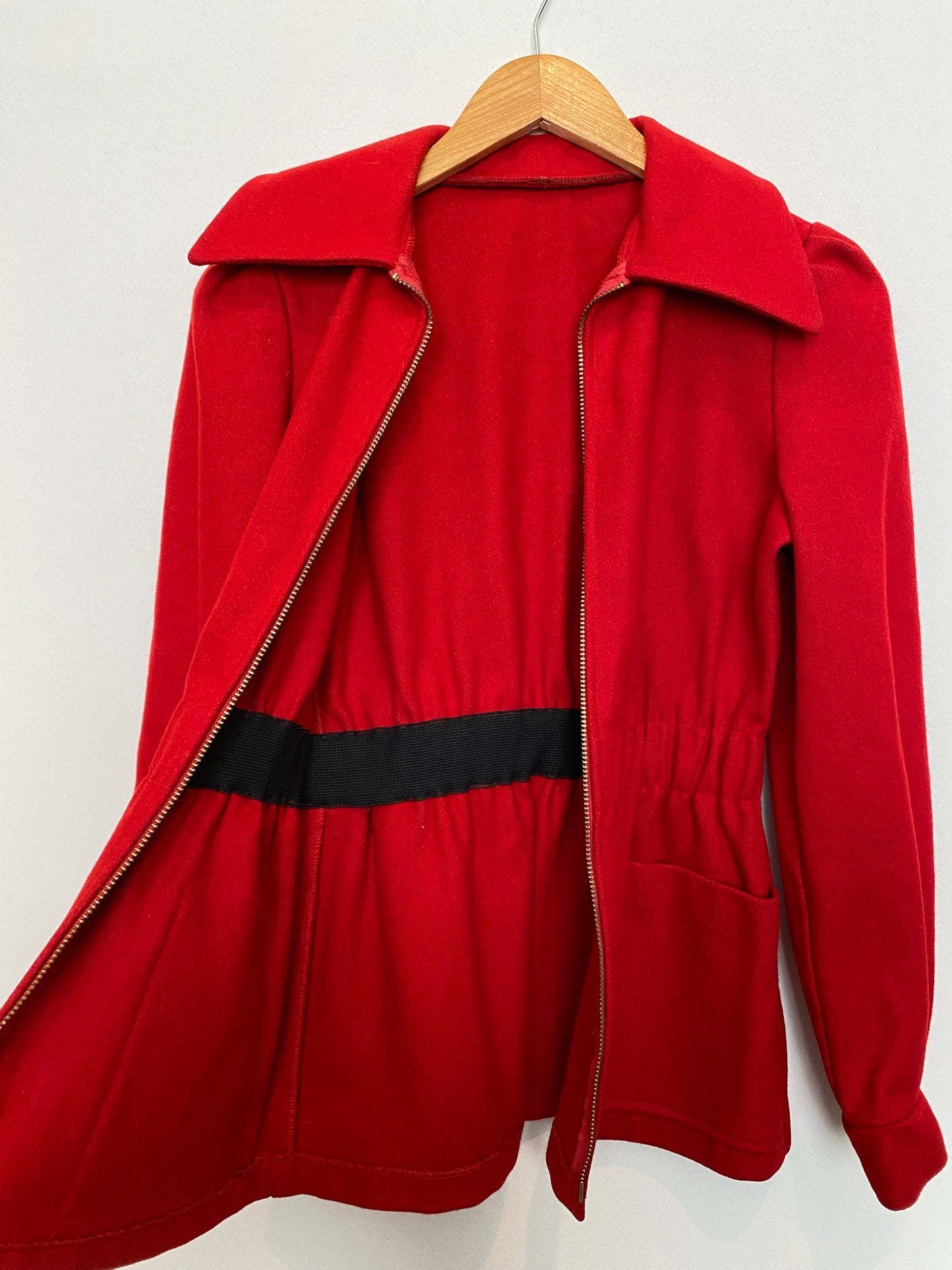 1940s Cherry Red Wool Outerwear Jacket- S/M