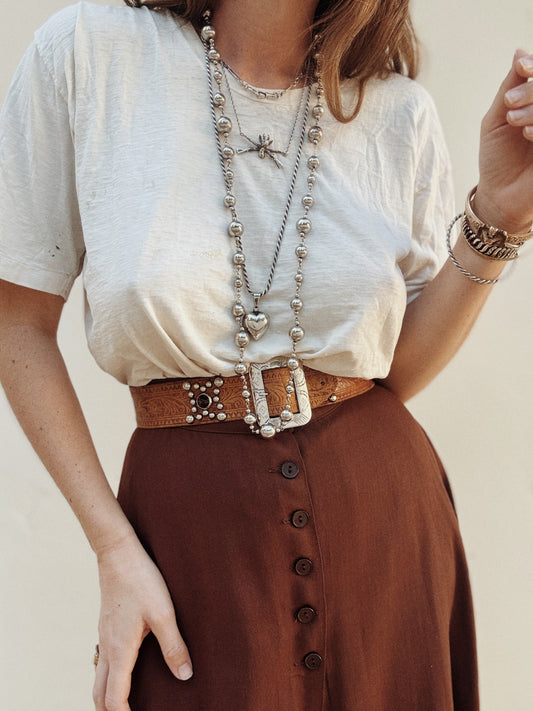 1930s/40s Jeweled Moto Belt w/ Stamped Navajo Buckle