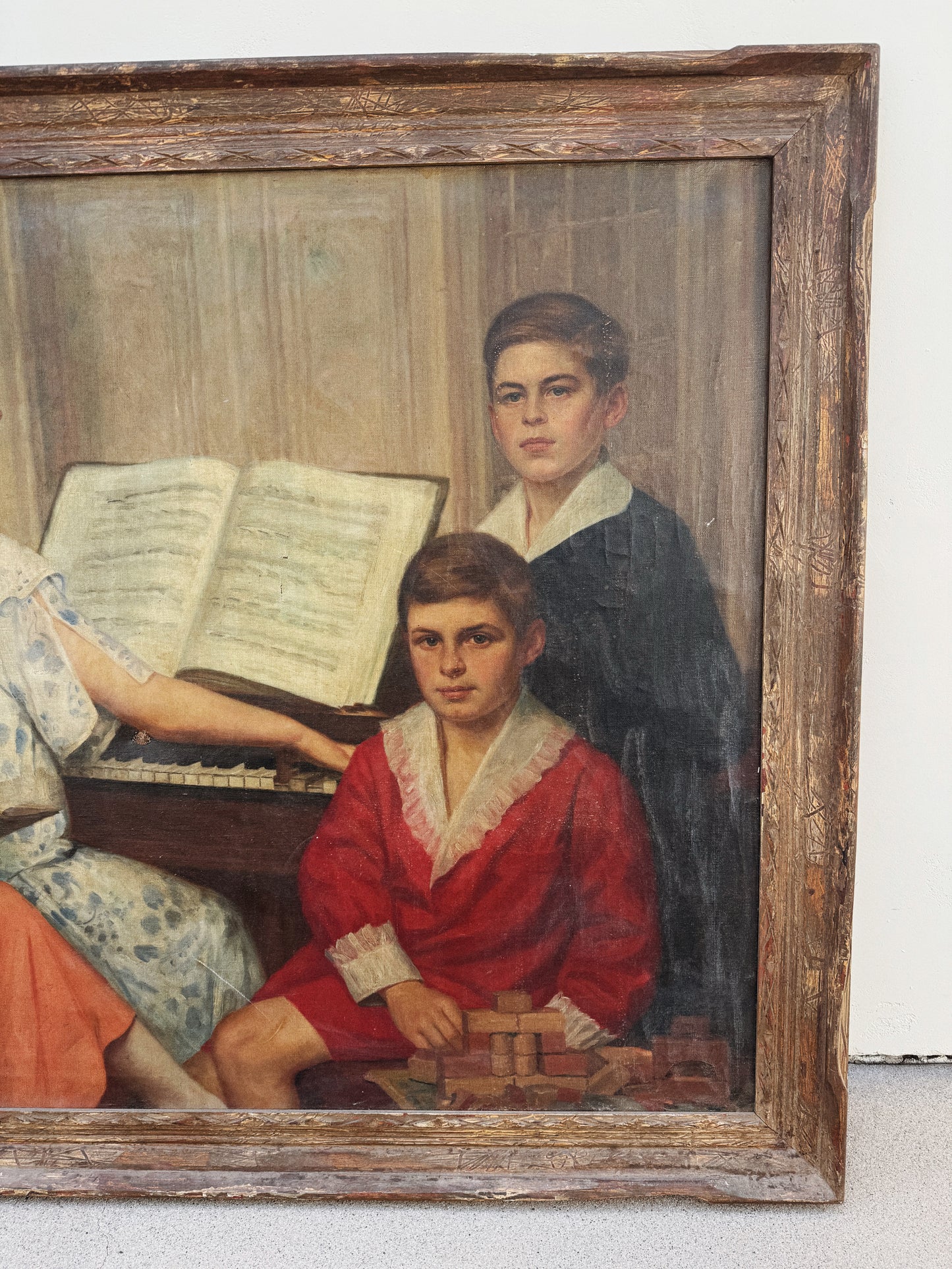 1920s Antique Overtly Large Portrait of a Family- 42 X 56”