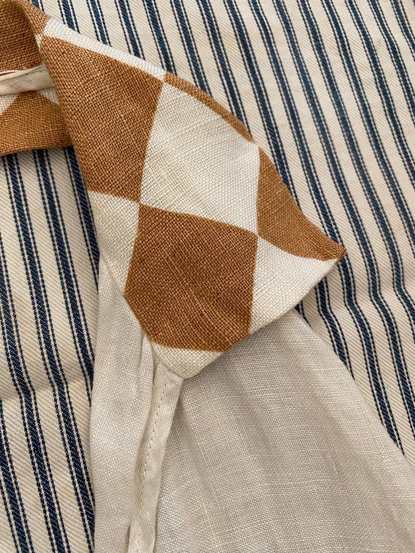 1930s Novelty Checkered Cotton Linen Dicky- S/M