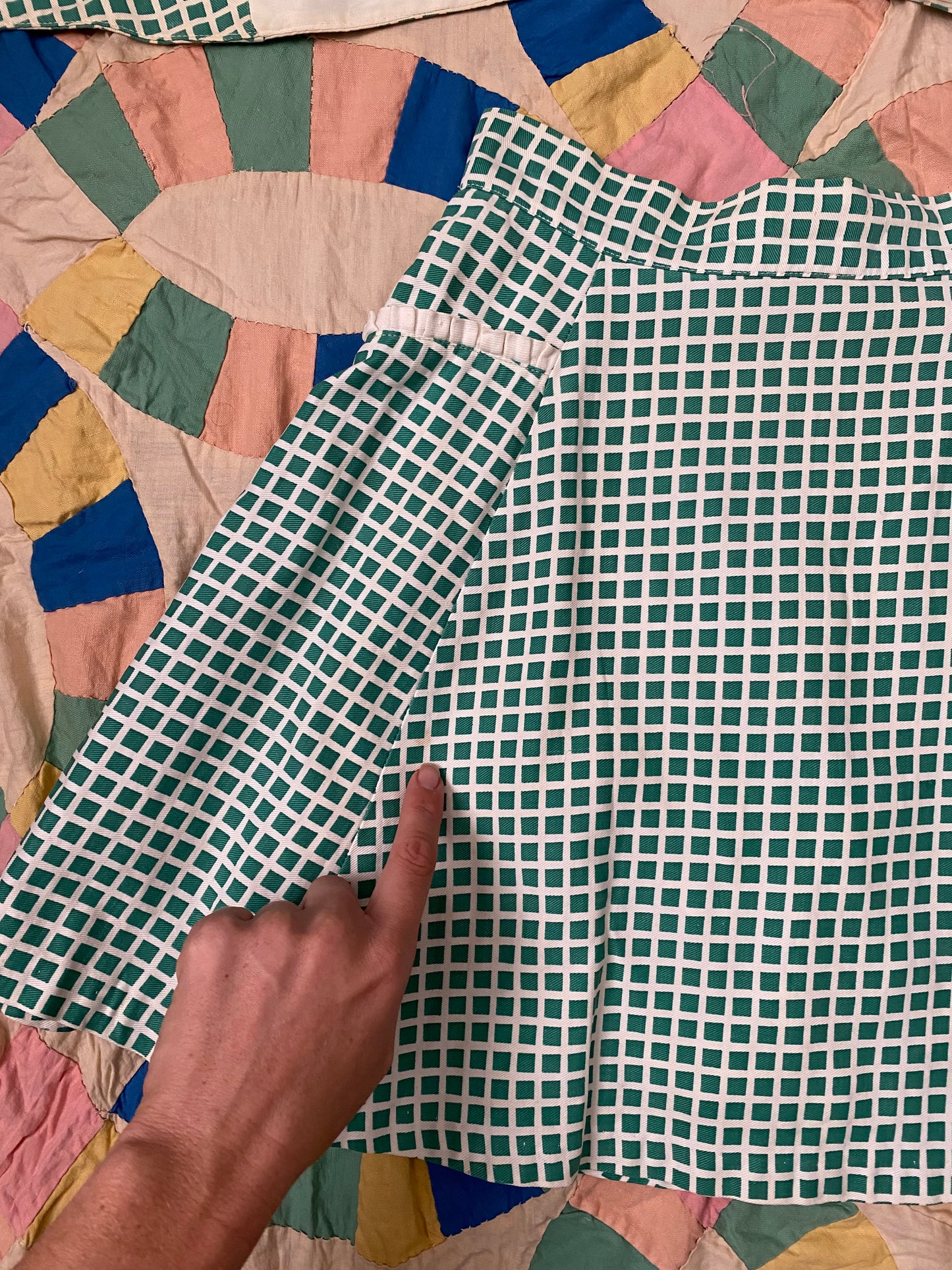 1940s White + Green Cotton Playsuit Set- XS/S