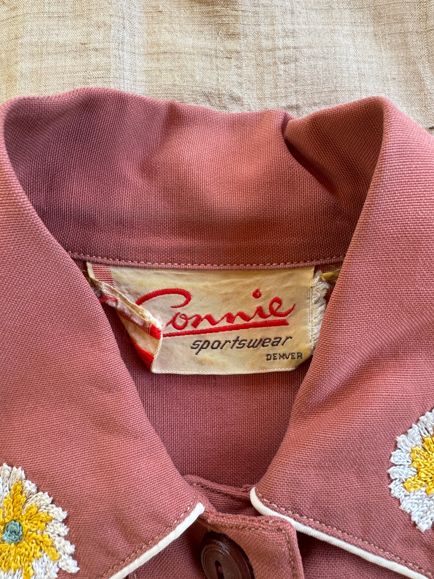 1940s/50s Clay Gabardine Chain Stitched Western Top- S-S/M