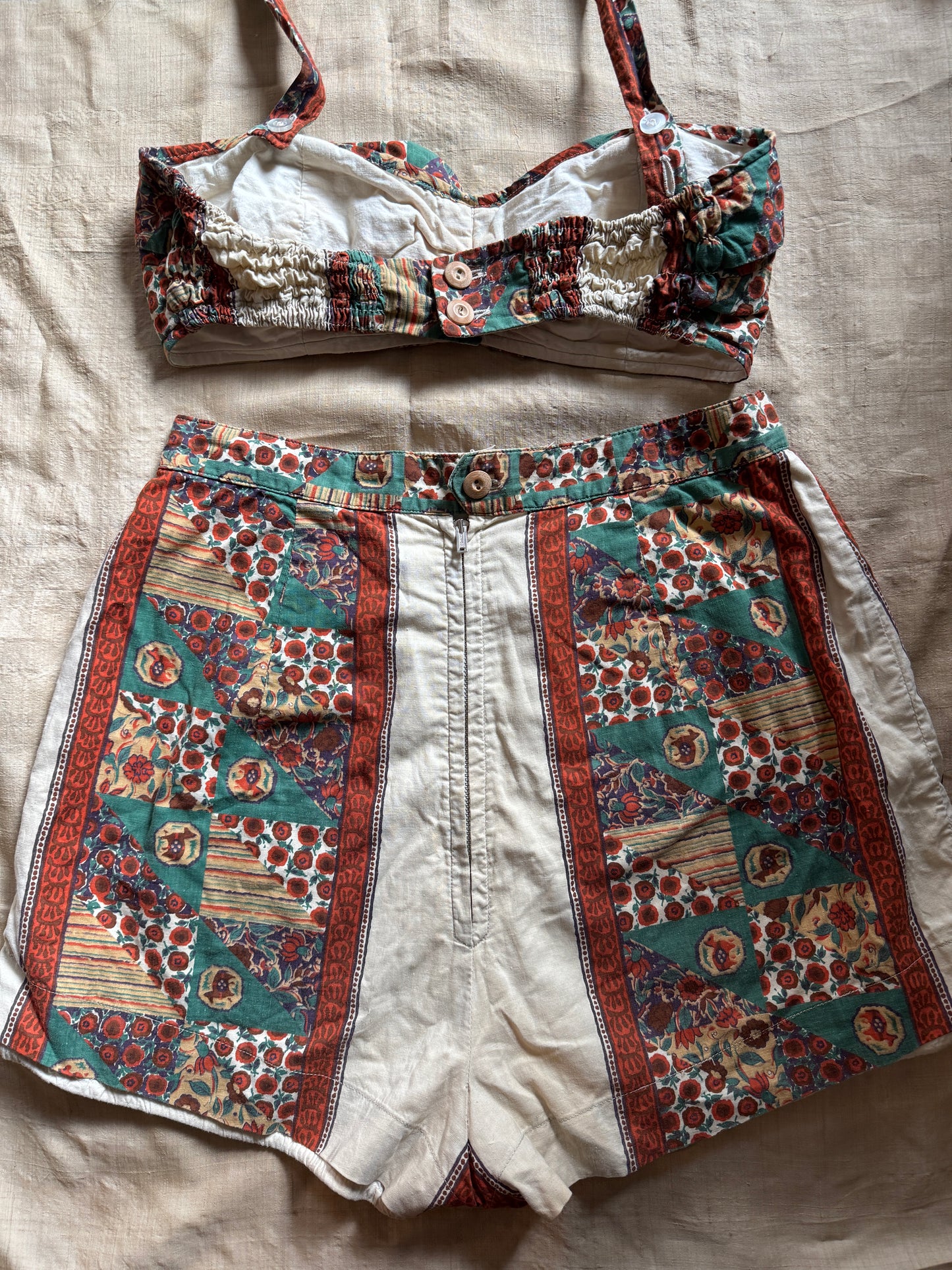 1950s Folk Novelty Print Cotton Play Set- S/M