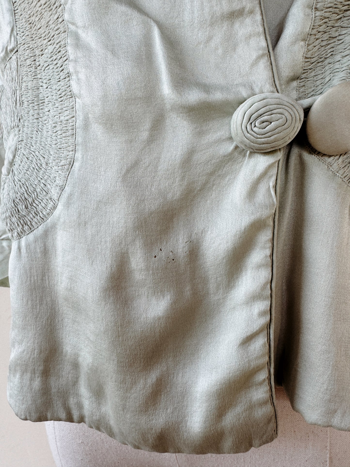 1920s Sea Foam Charmeuse Silk Jacket- S-M