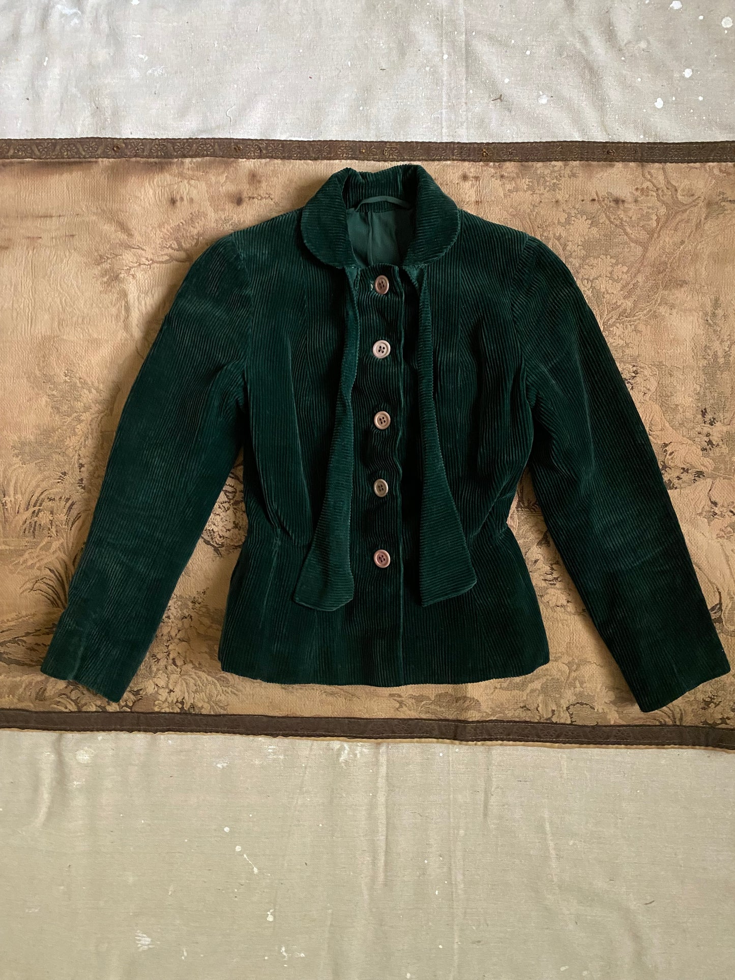1940s Belgian Dark Green Corduroy Jacket- XS/S
