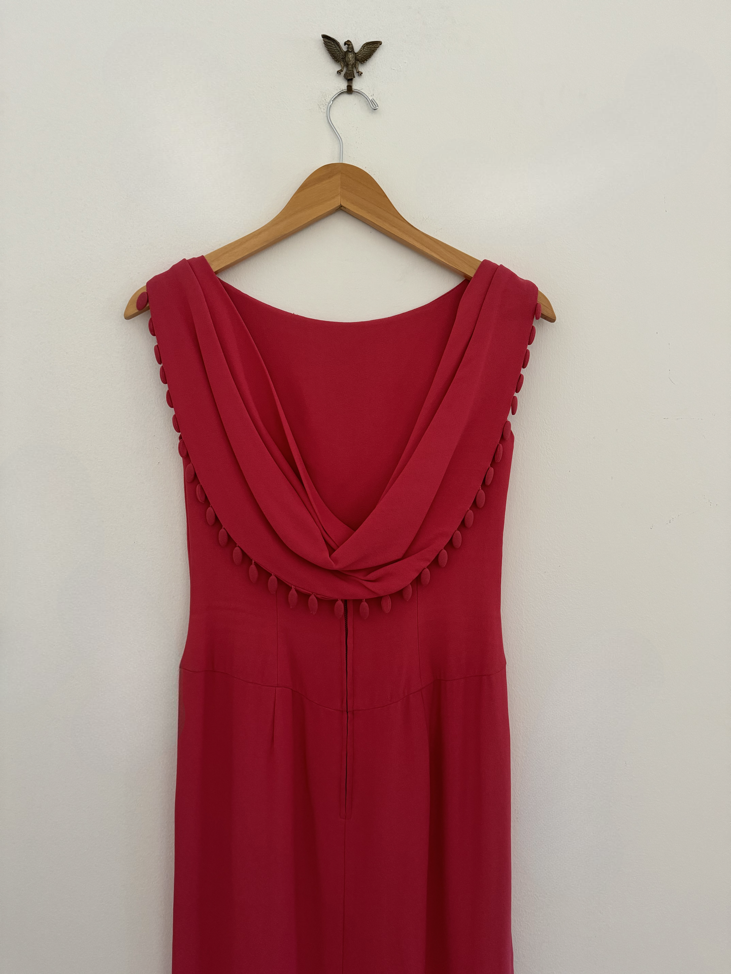 1960s Fuchsia Pink Cowl Back Evening Gown by Designer Claire Dratch- 34/35” Bust