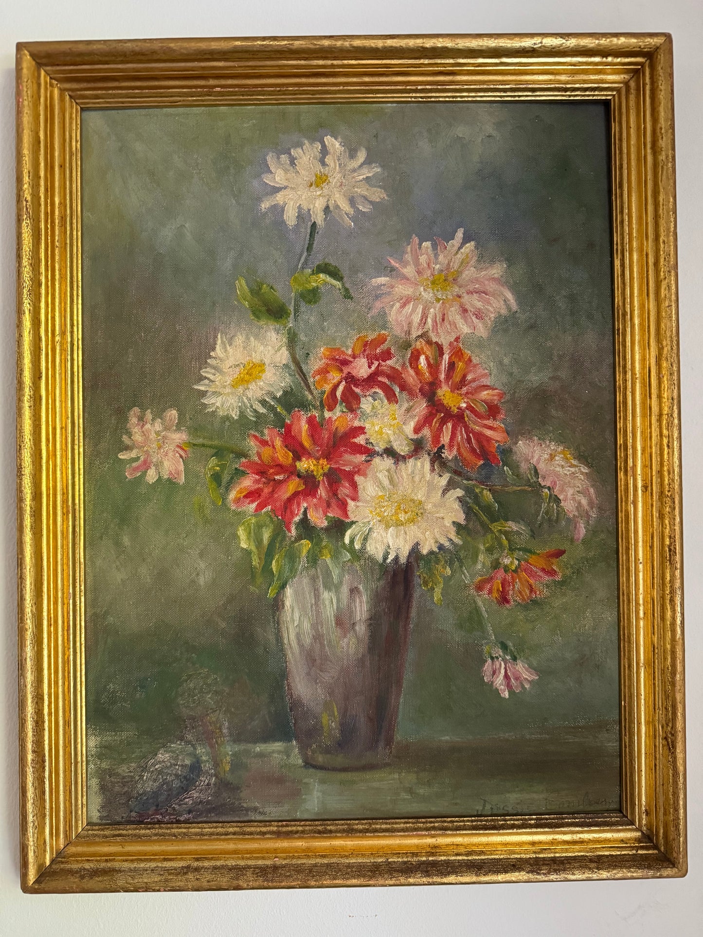 1940s Floral Still Life in Gilt Frame- 14 x 18”