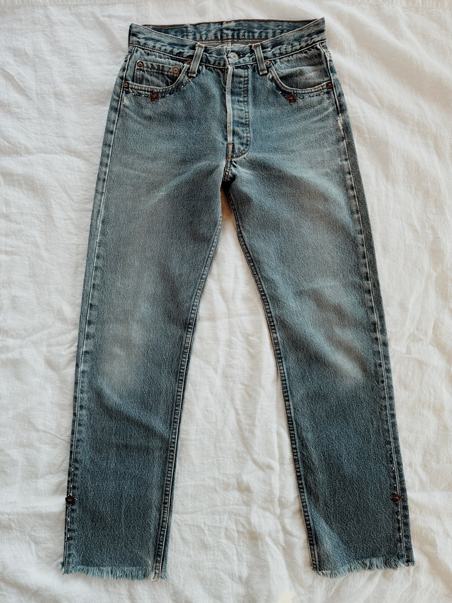 1974 Beaded Levi’s Medium Wash 501s- 28 x 29.5