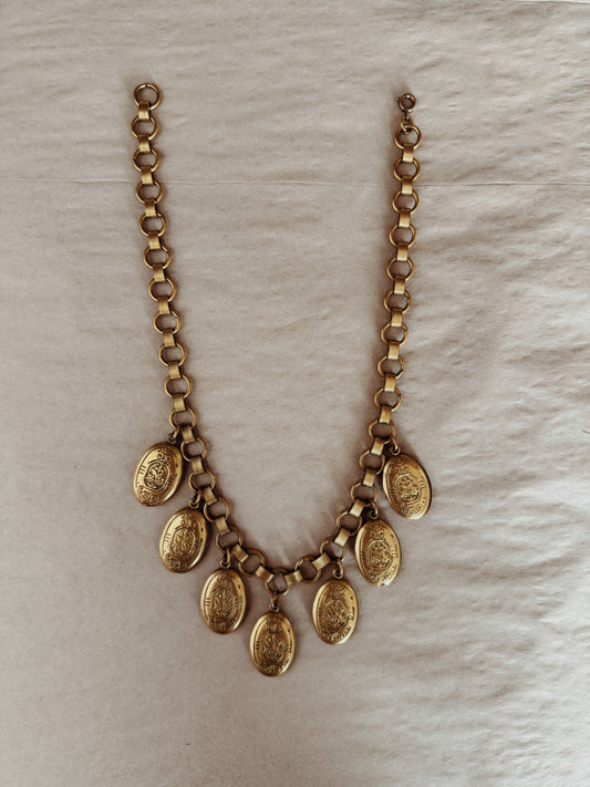 1930s Deco Brass Tiered Locket Necklace