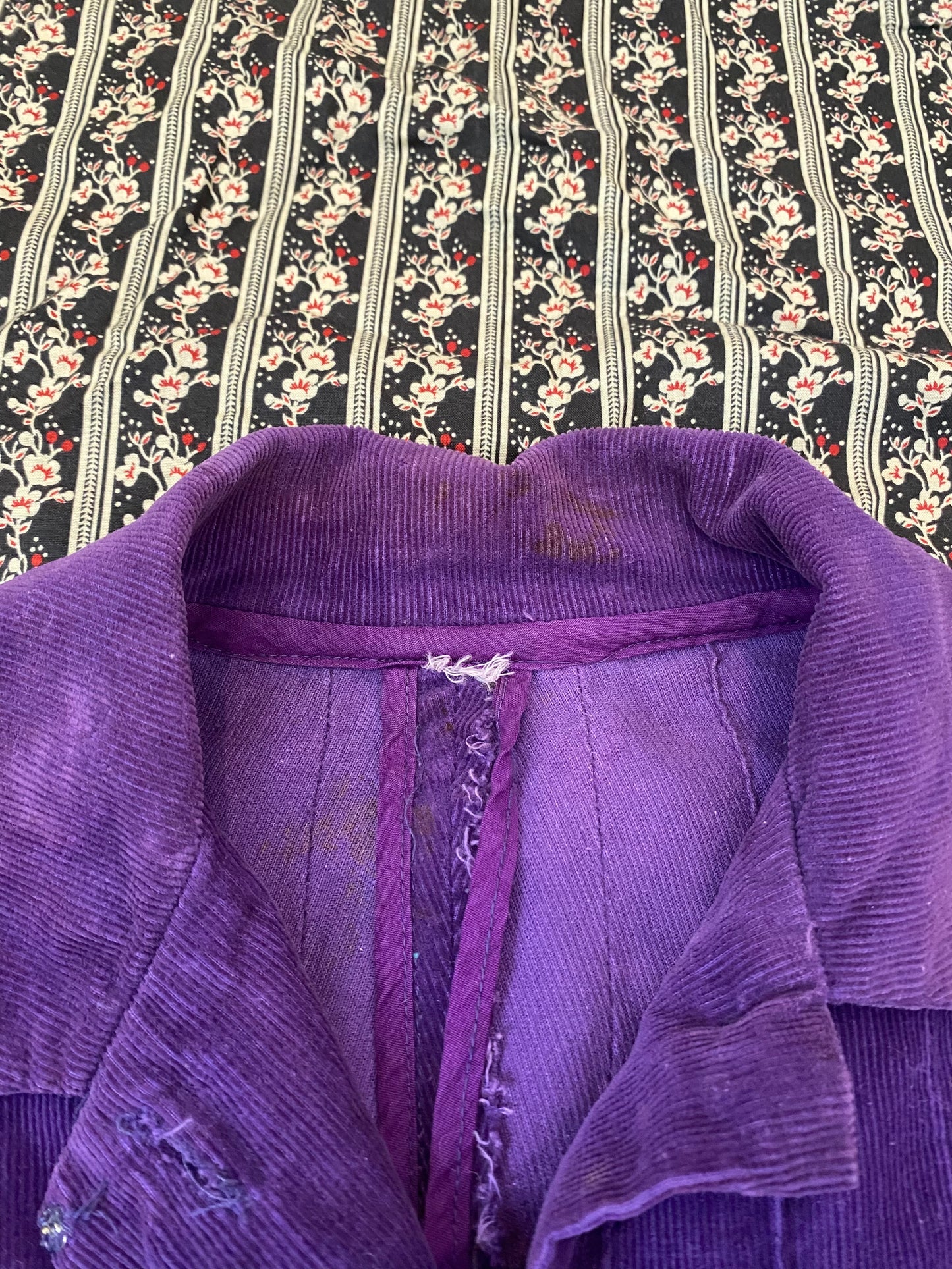 1930s/40s Purple Faded Corduroy Belted Jacket- M/L