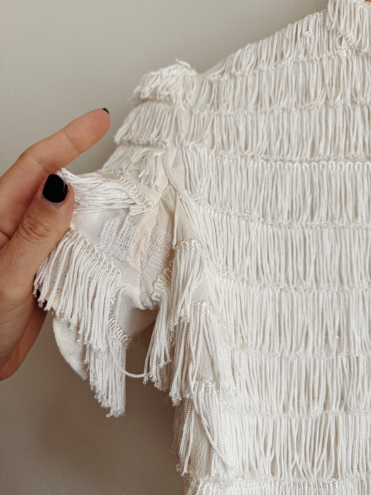 1930s Rare Cropped Tiered Fringe Zipper Front Top- S