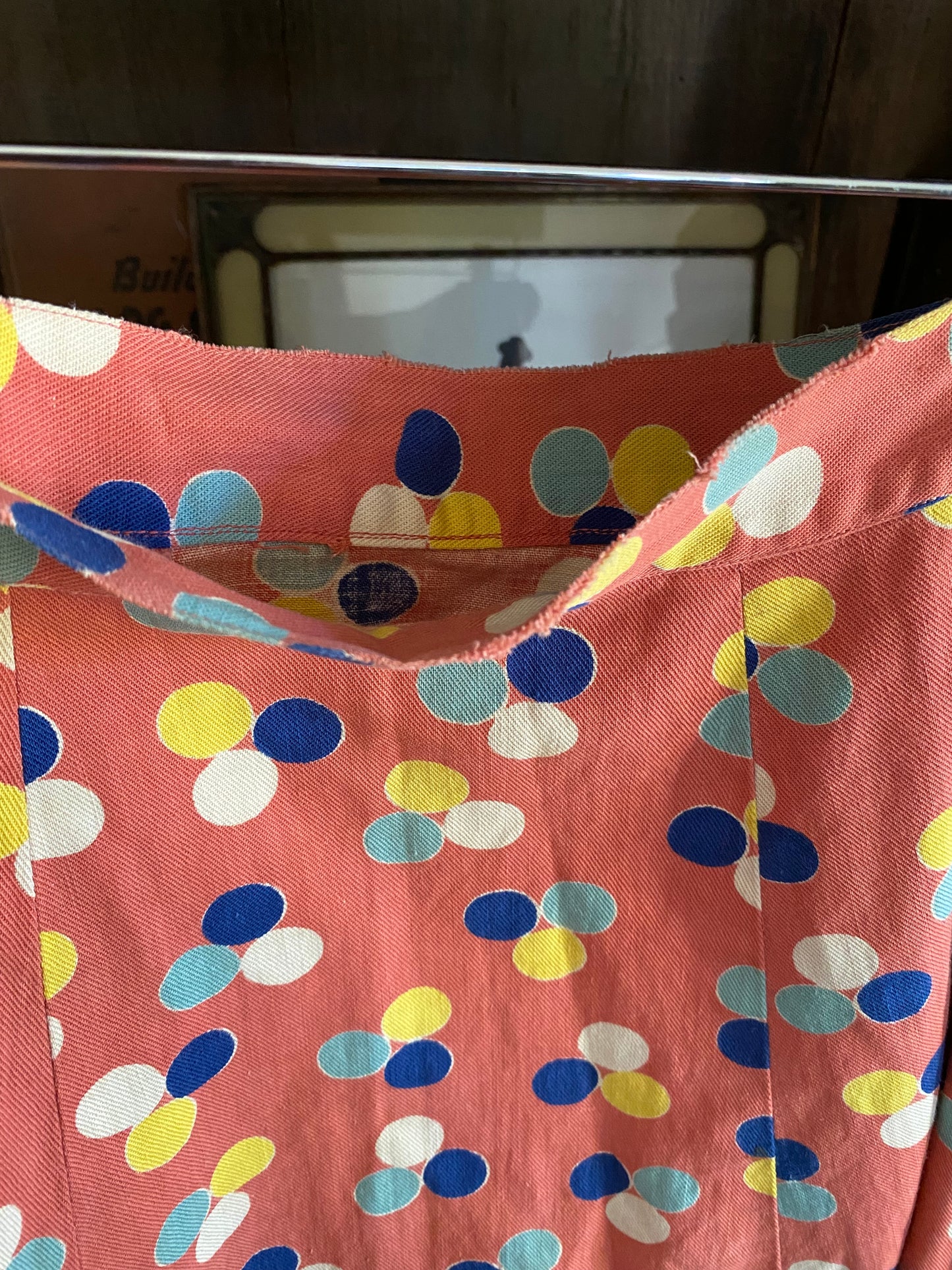 1940s Clay Pink Cotton Dot Skirt- 27.5 Waist