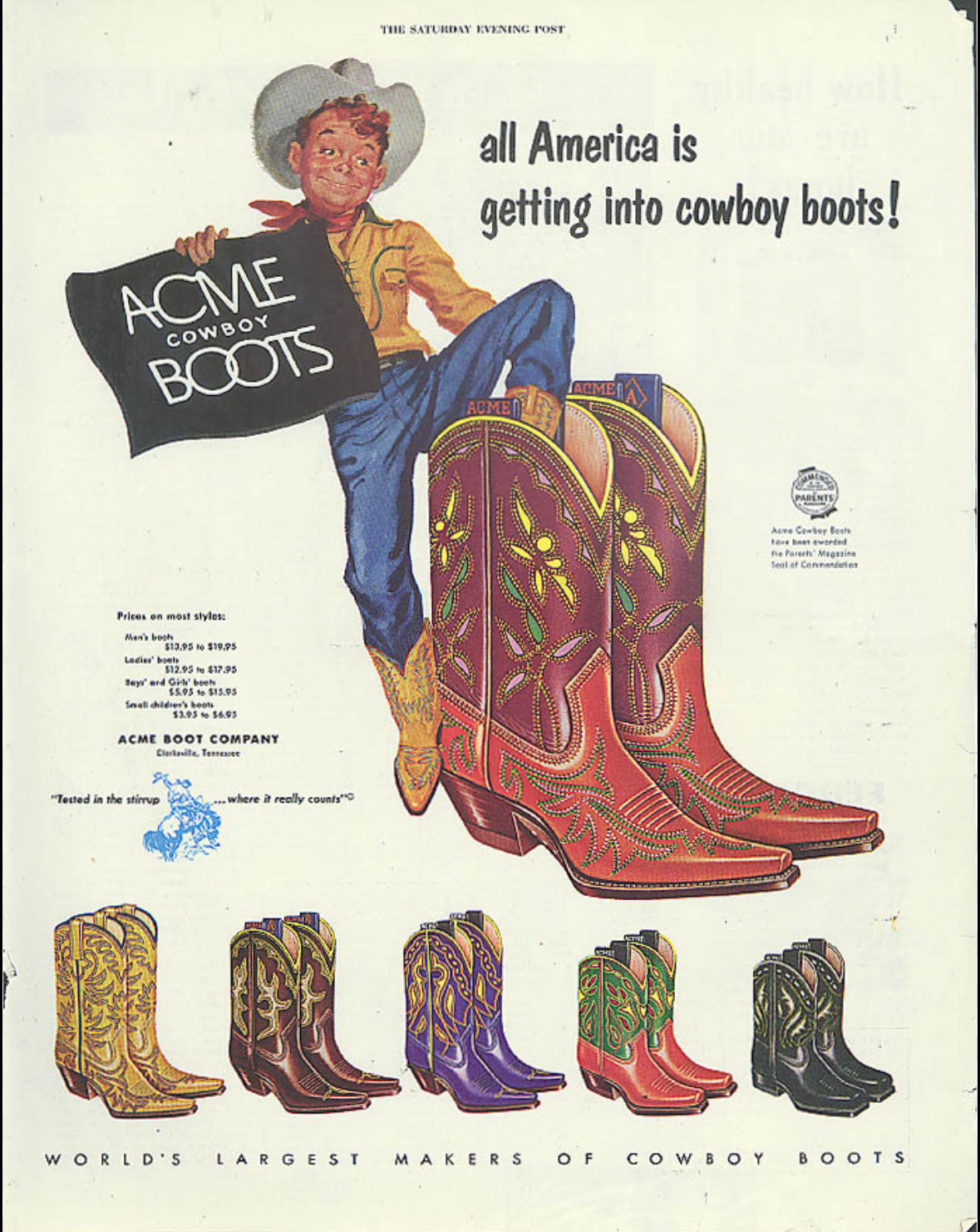1950s Purple + Chartreuse Acme Inlay Cowboy Boots- 6