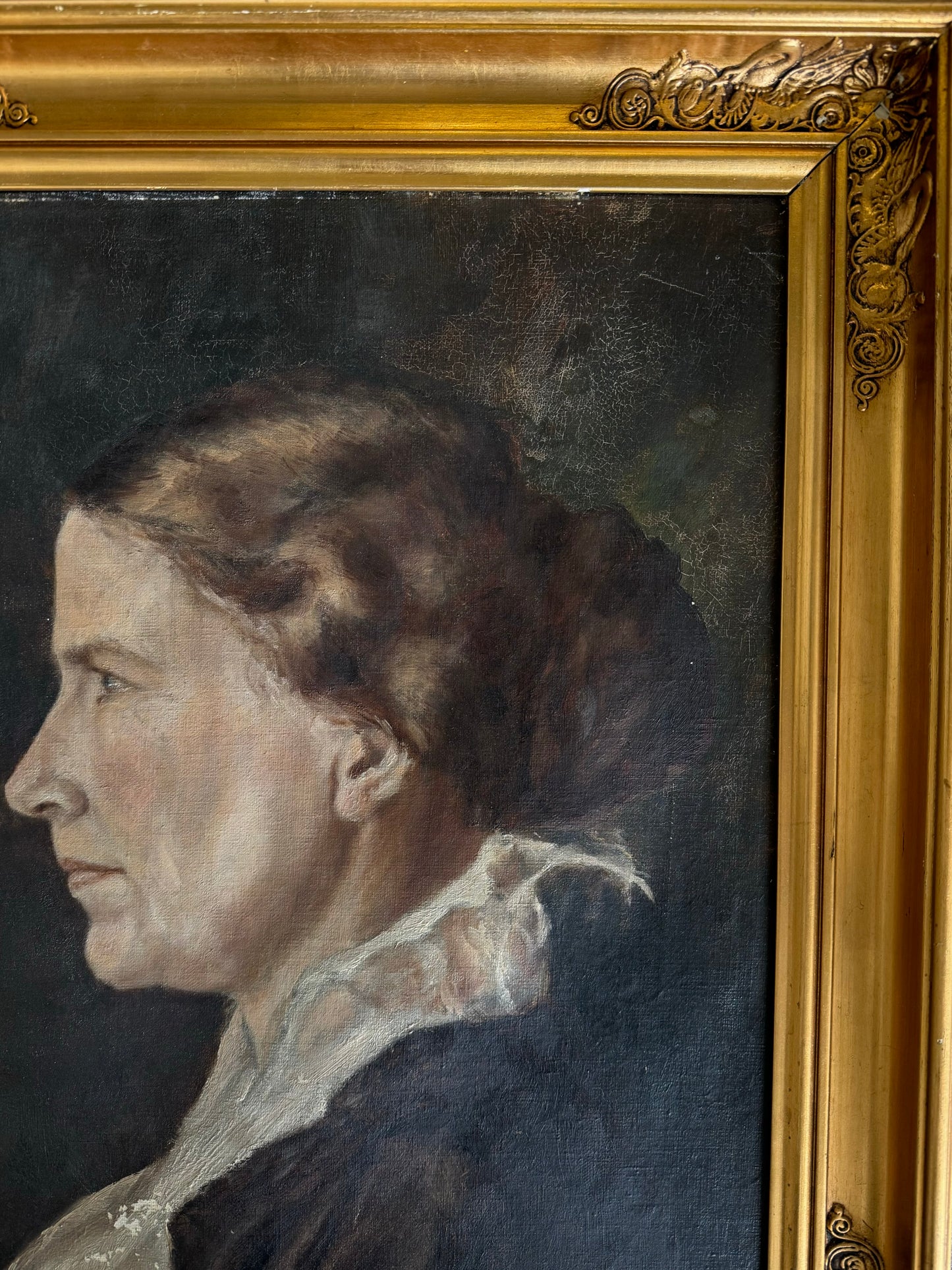 Antique Portrait of a Woman Dated 1915- 17 x 21”