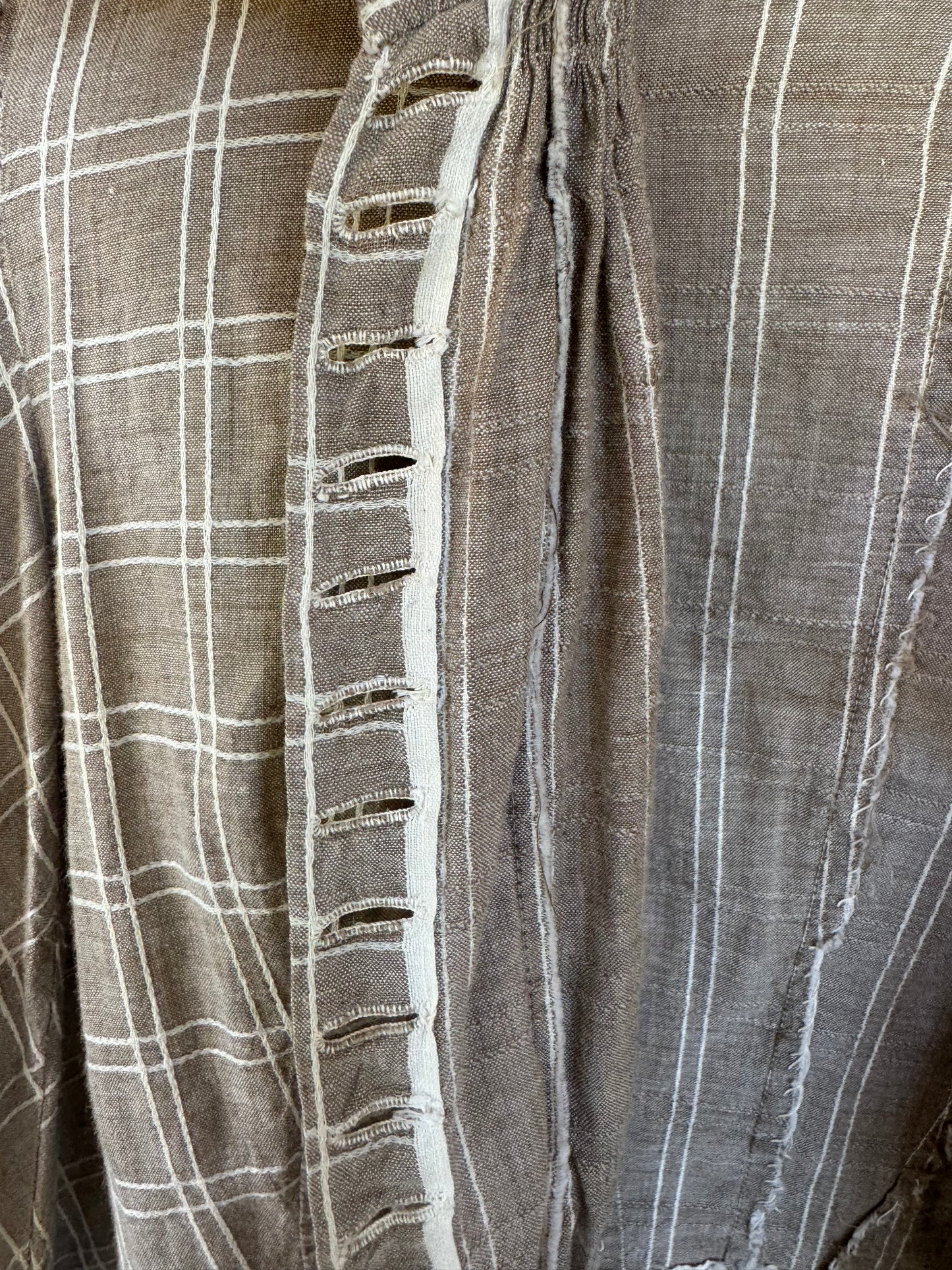 Antique 1800s Victorian Linen Set w/ Thick Shell Buttons- XS/S