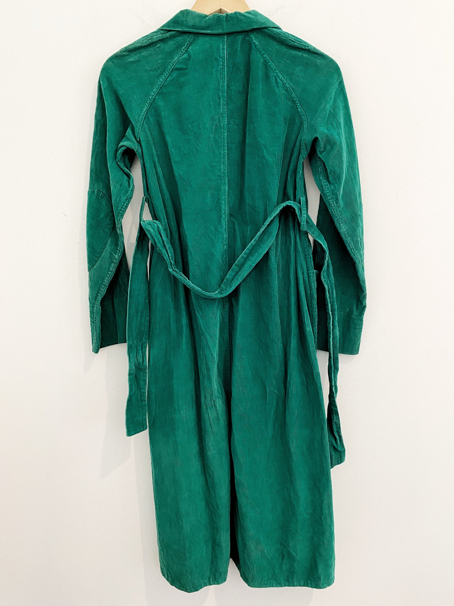 1940s/50s Green Corduroy House Dress Robe- S