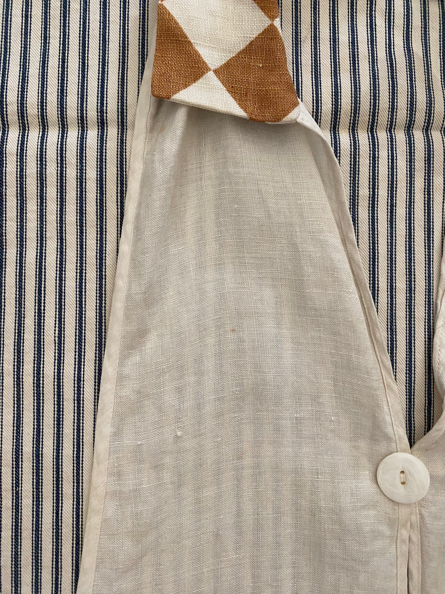 1930s Novelty Checkered Cotton Linen Dicky- S/M