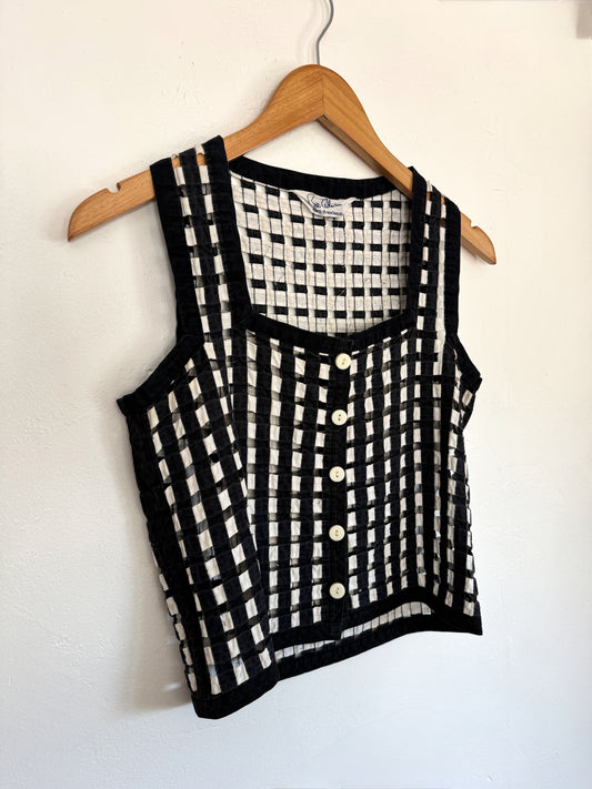 1950s Bill Atkinson Black + White Latticed Cage Top- S