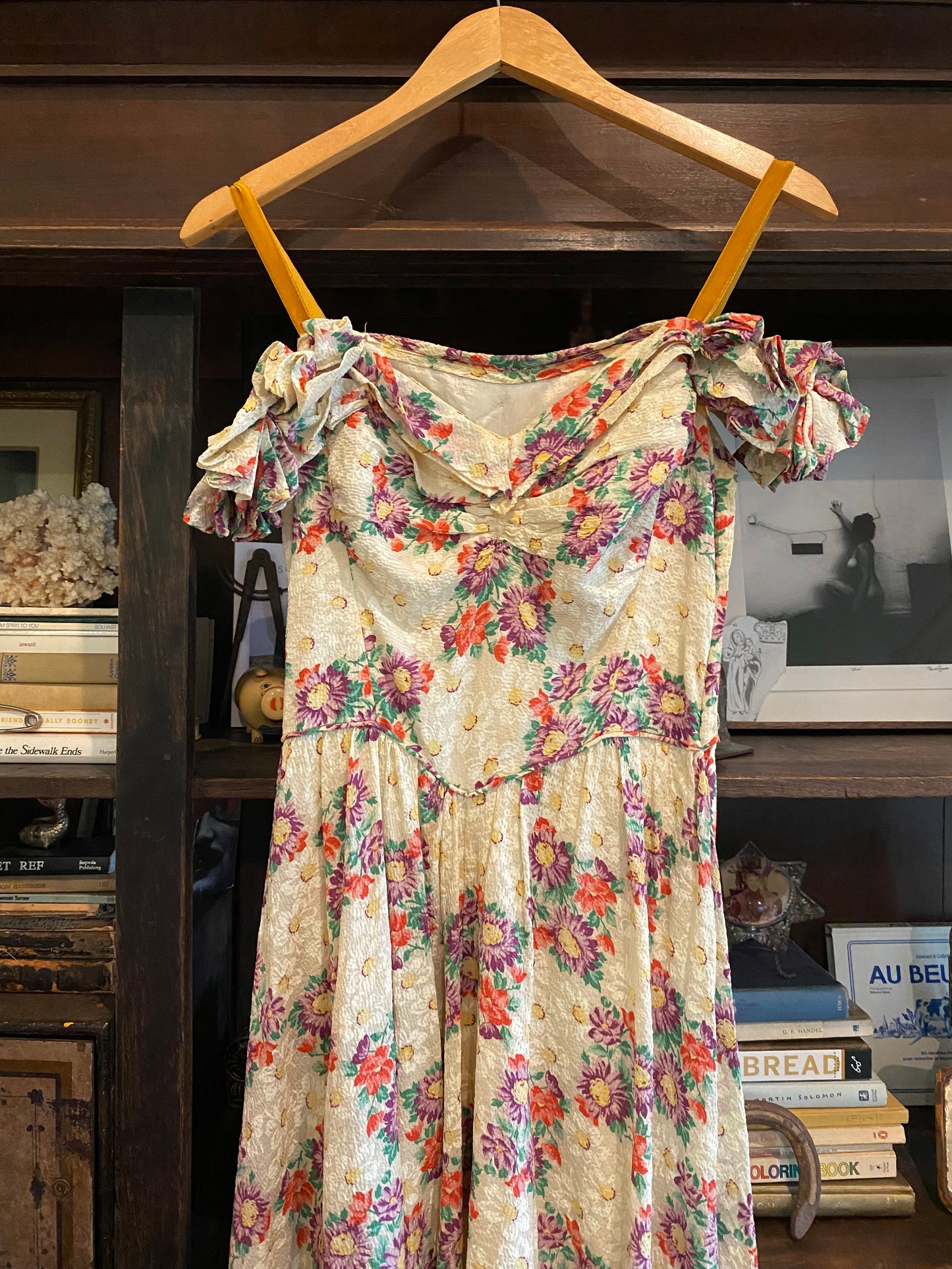 1940s Multicolored Floral Seersucker Gown- 6
