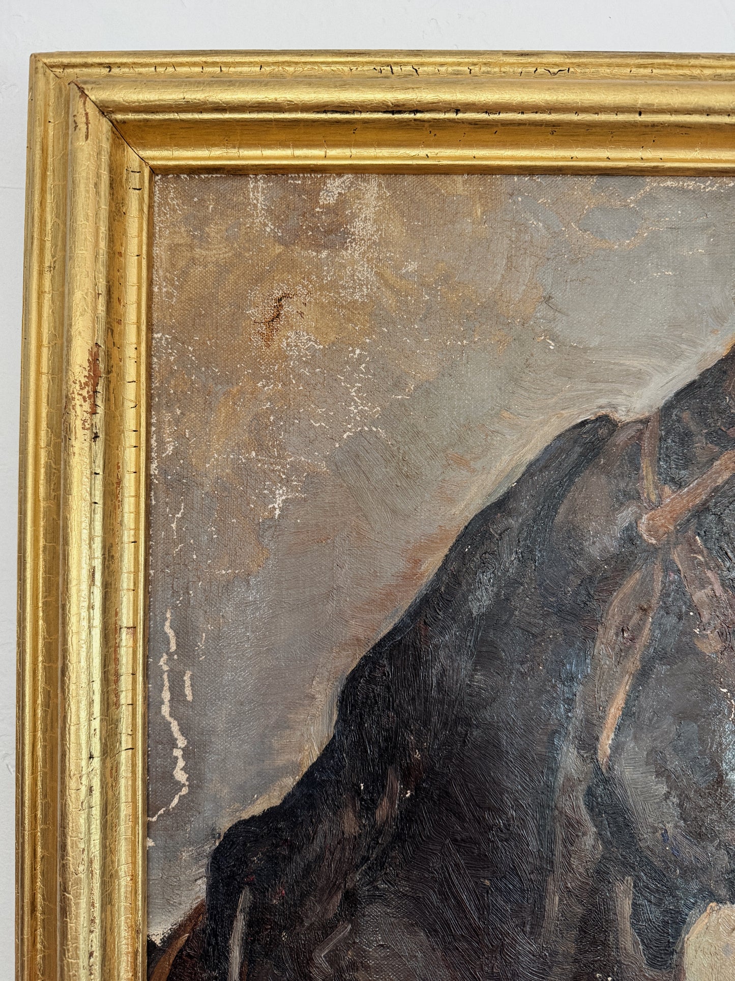 1930s Horse Portrait Oil Painting- 21x22”