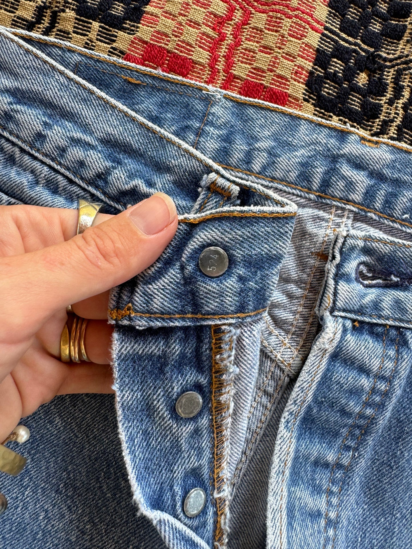1974 Beaded Levi’s Medium Wash 501s- 28 x 29.5