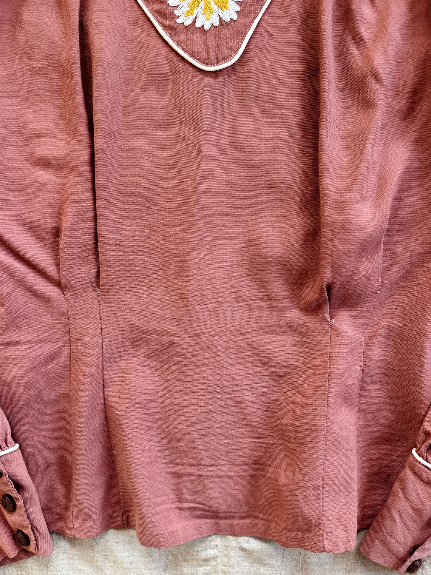 1940s/50s Clay Gabardine Chain Stitched Western Top- S-S/M
