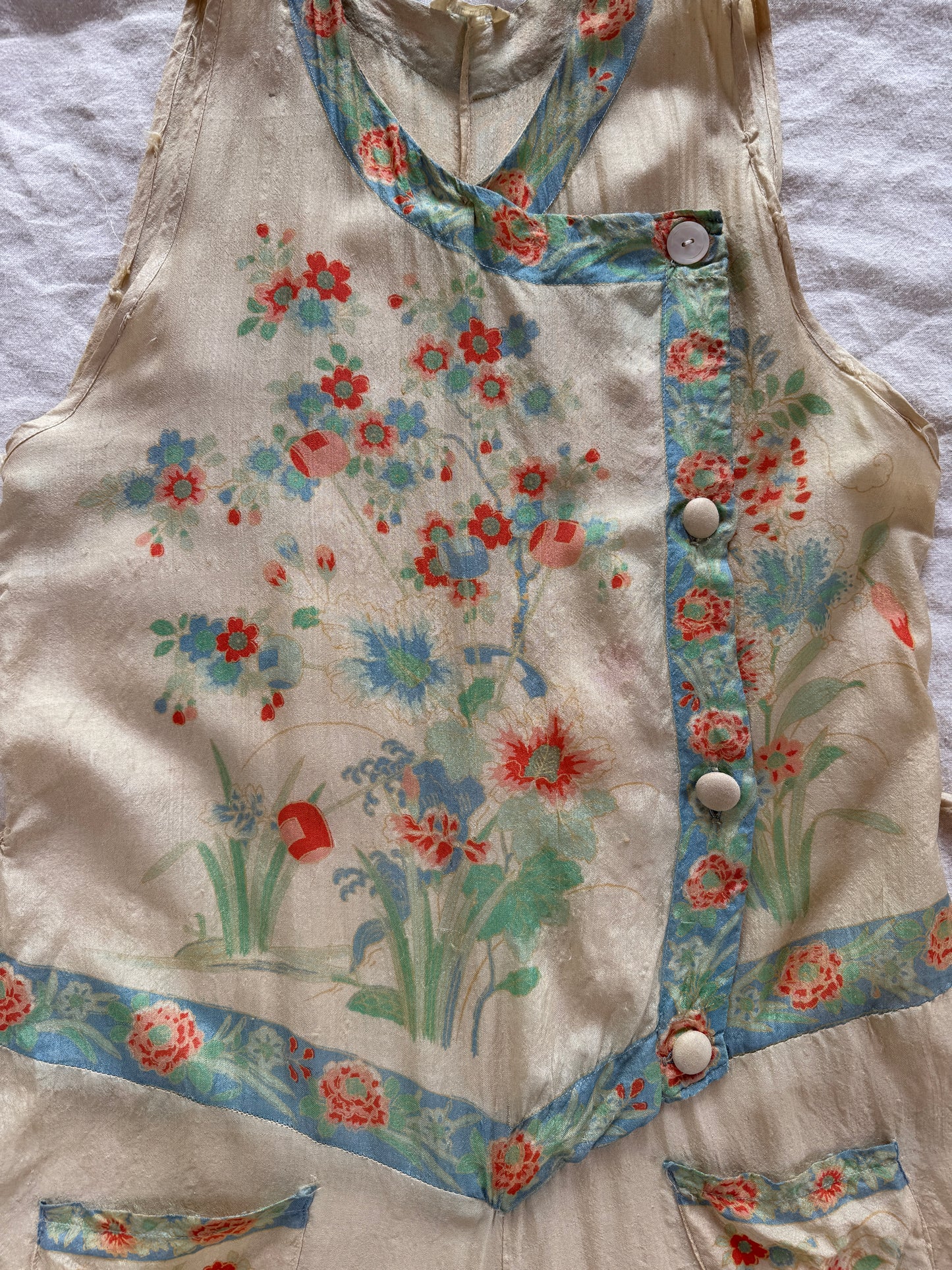 1920s Pongee Silk Palazzo Beach Pajamas- S/M