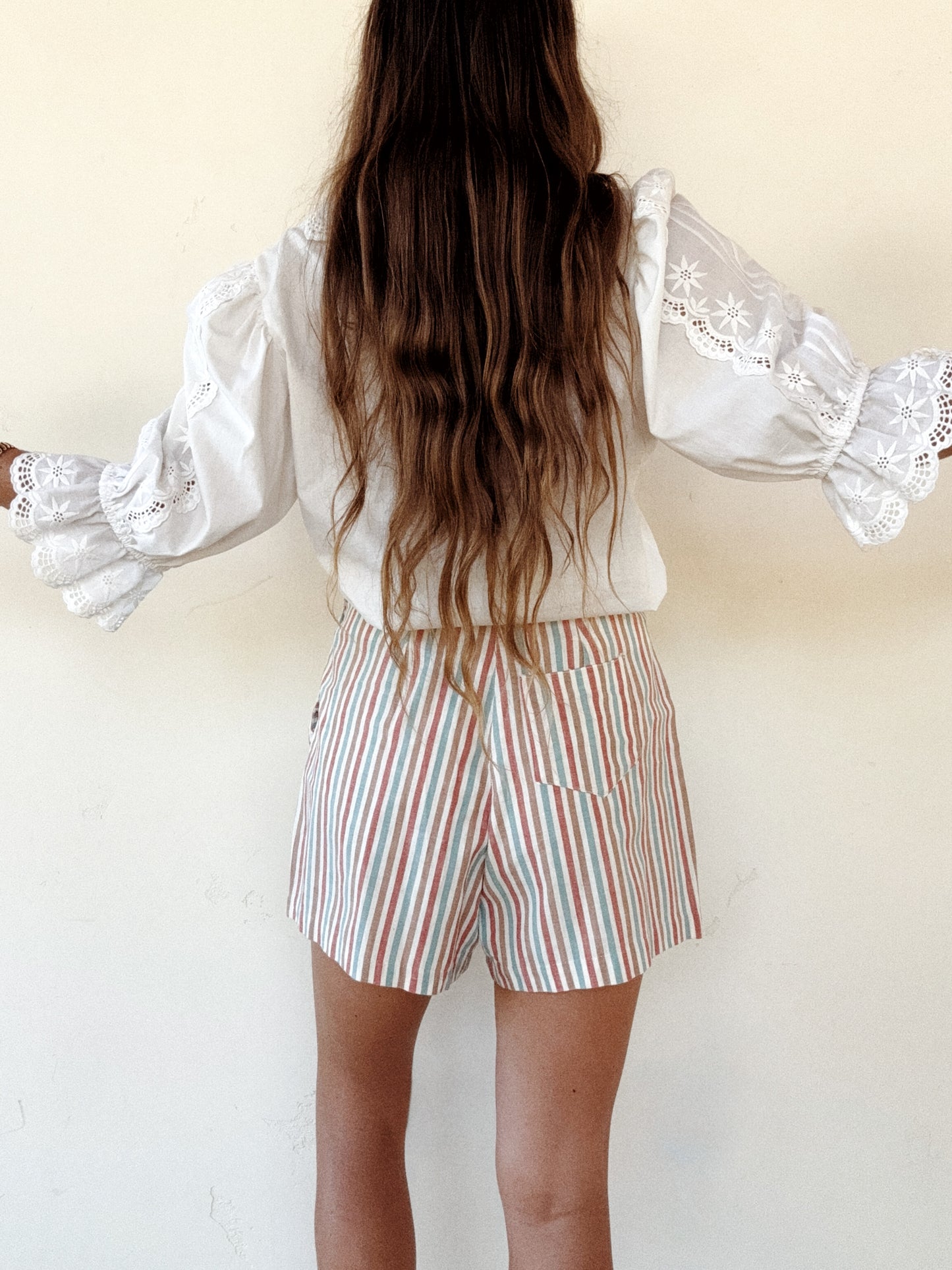 1930s/40s Striped Side Button Shorts- S/M-M