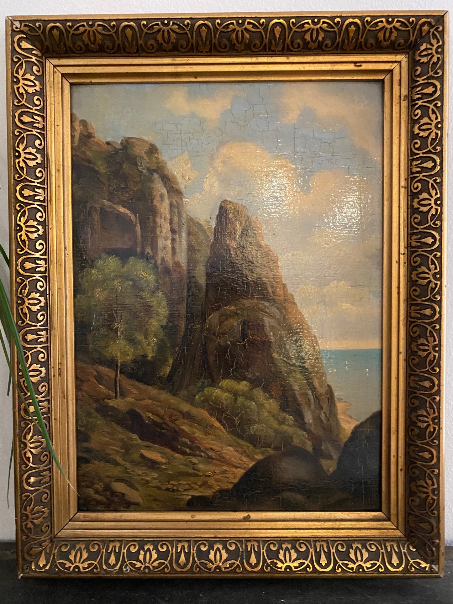 19th Century Antique Danish Seascape Oil Painting- 10x13”