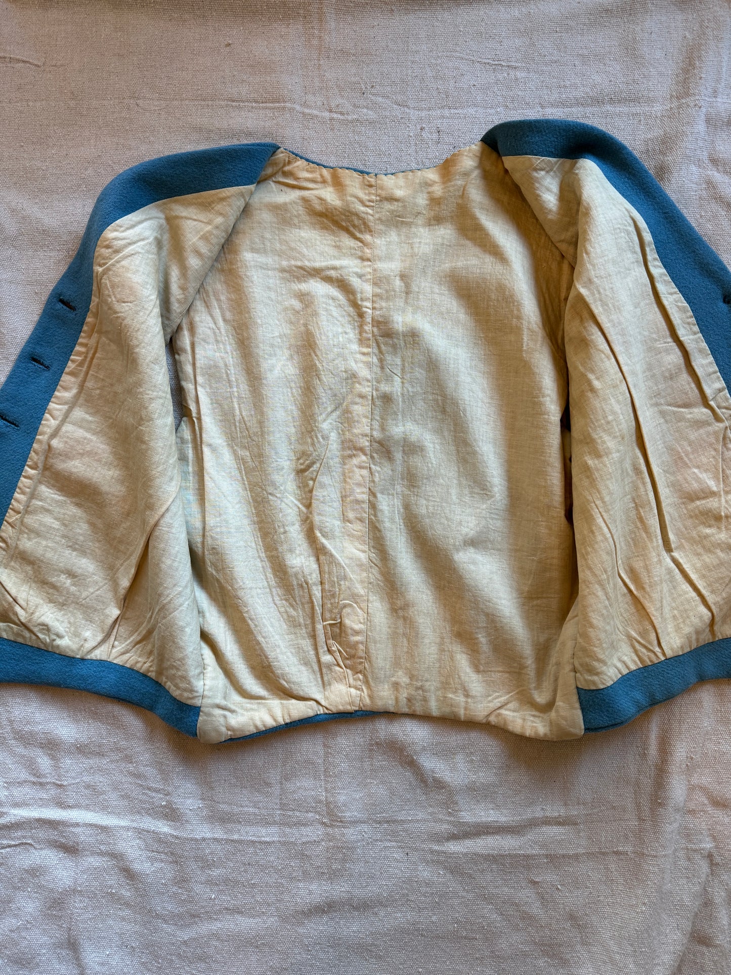 1930s/40s Cornflower Blue Embroidered Floral Waistcoat Vest- S/M
