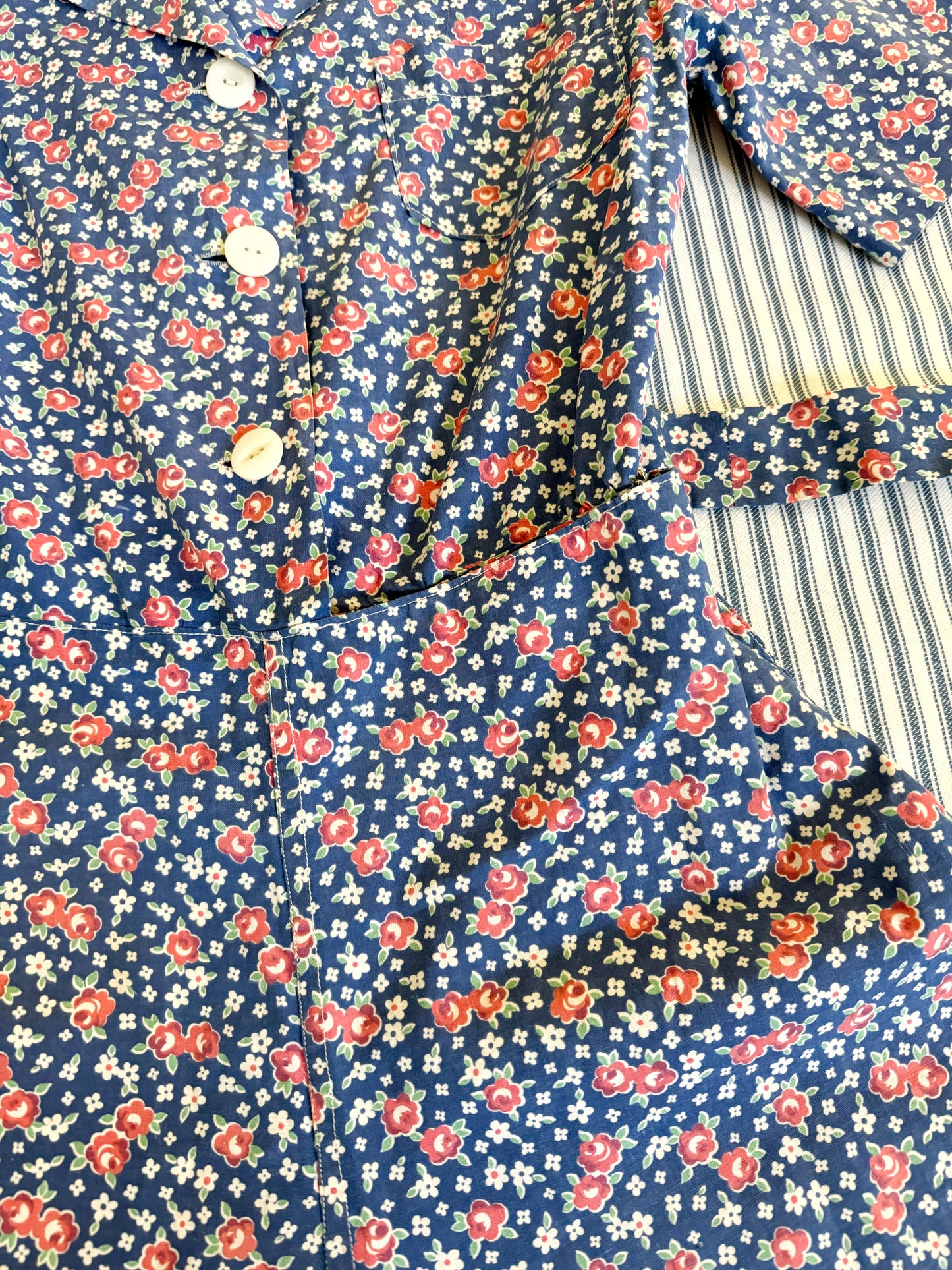 1940s Floral Cotton Playsuit w/ Original Belt- S