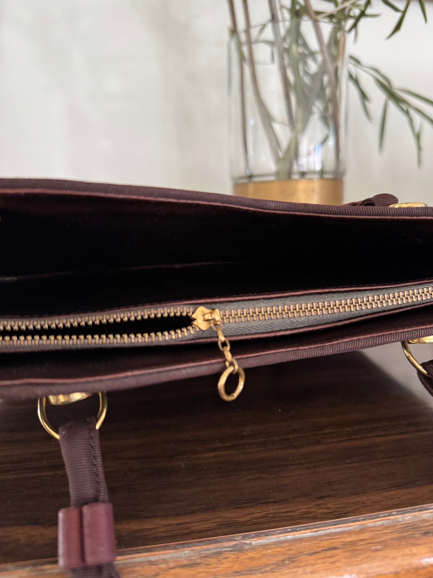 1940s Brown Handbag w/ Braided Straps