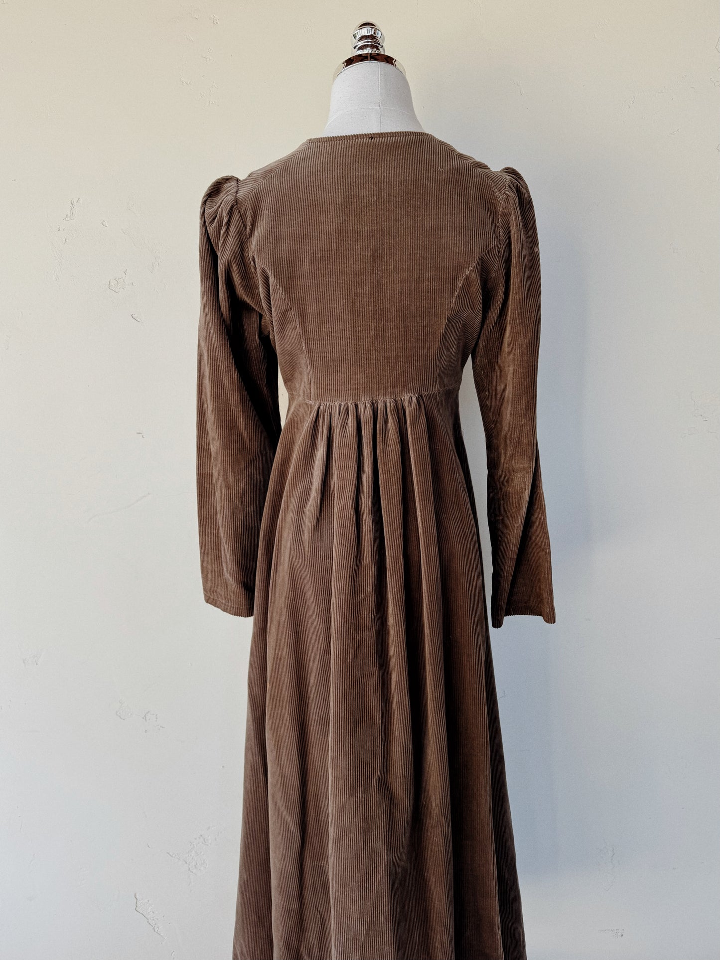 1960s Rare Laura Ashley Corduroy Dress w/ Caplet- S/M