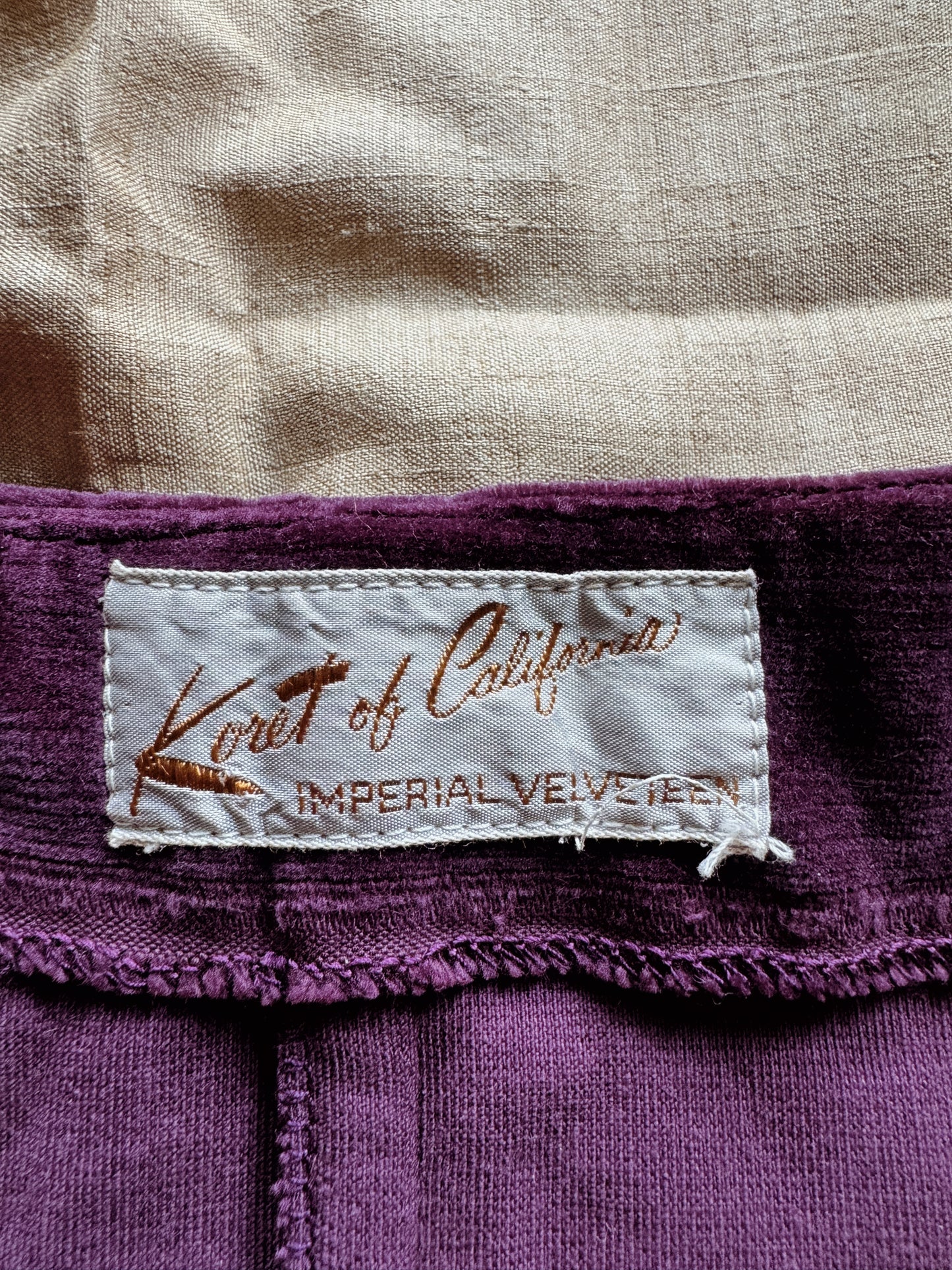 1950s Royal Purple Velveteen Bustier w/ Gold Trim- S