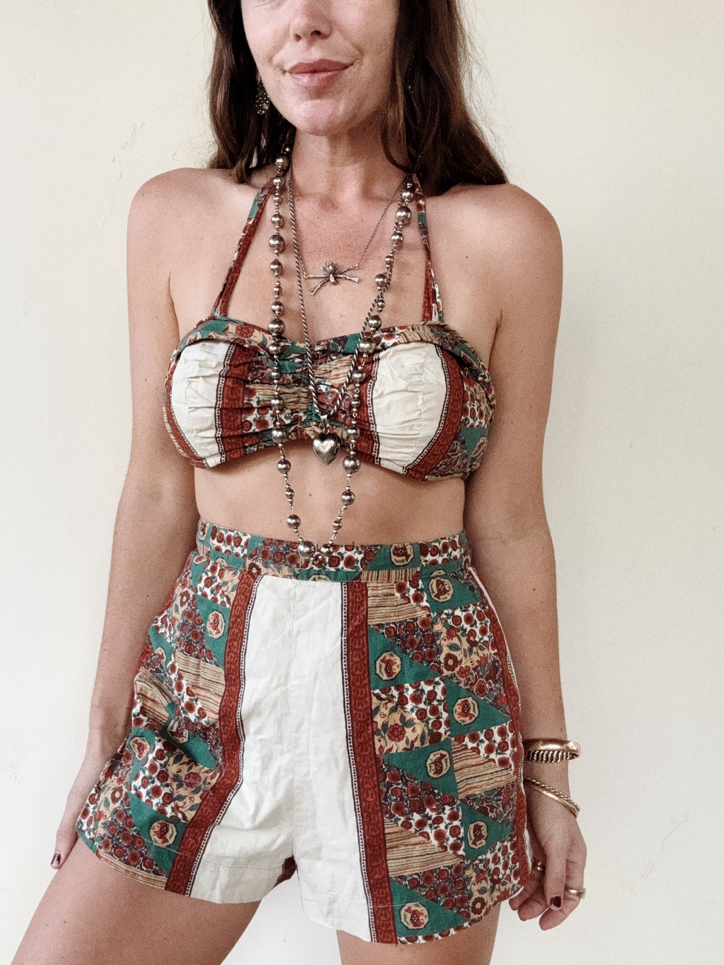 1950s Folk Novelty Print Cotton Play Set- S/M