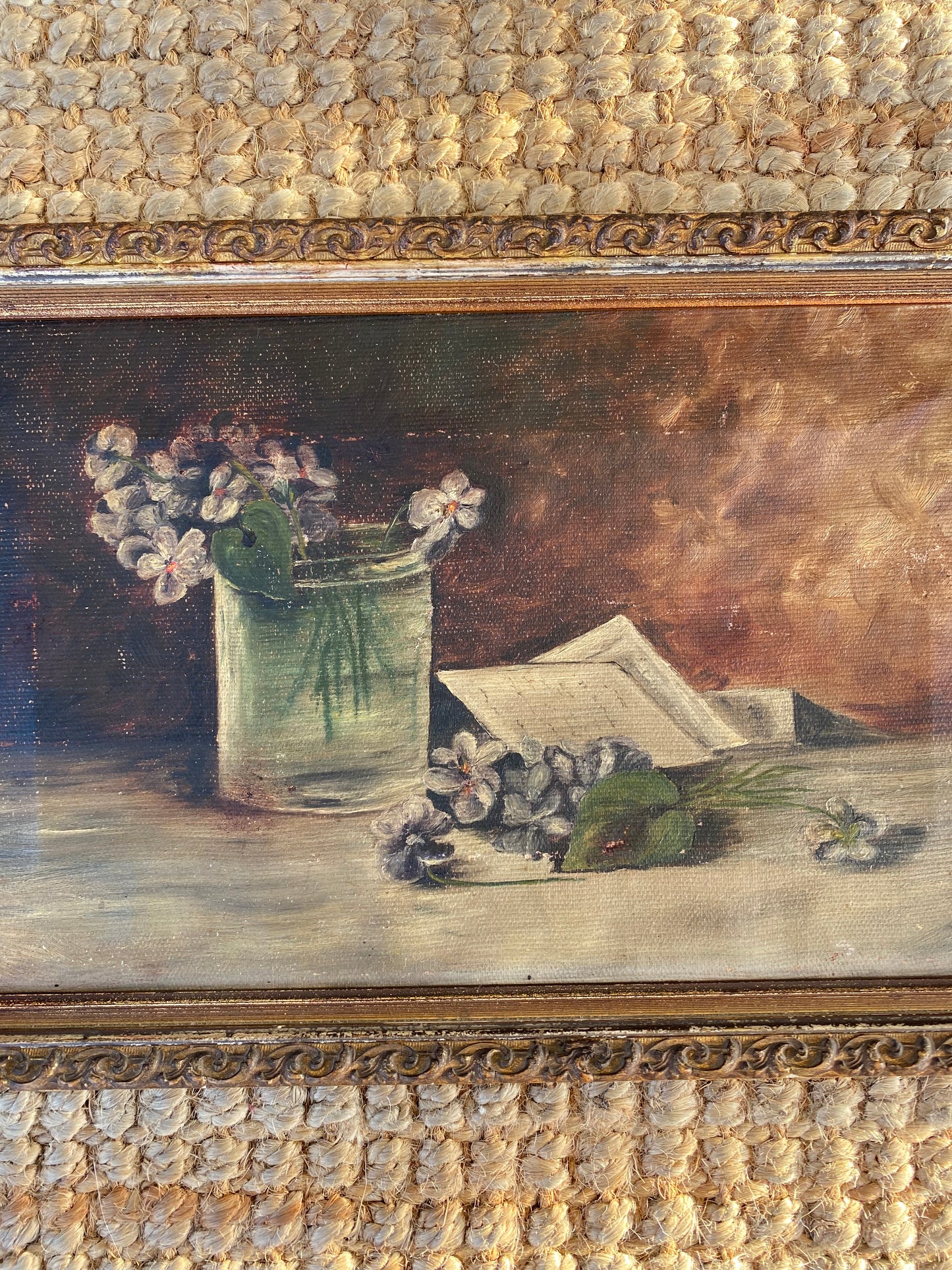 Antique Framed Floral Still Life. Oil on Canvas- 10x16”