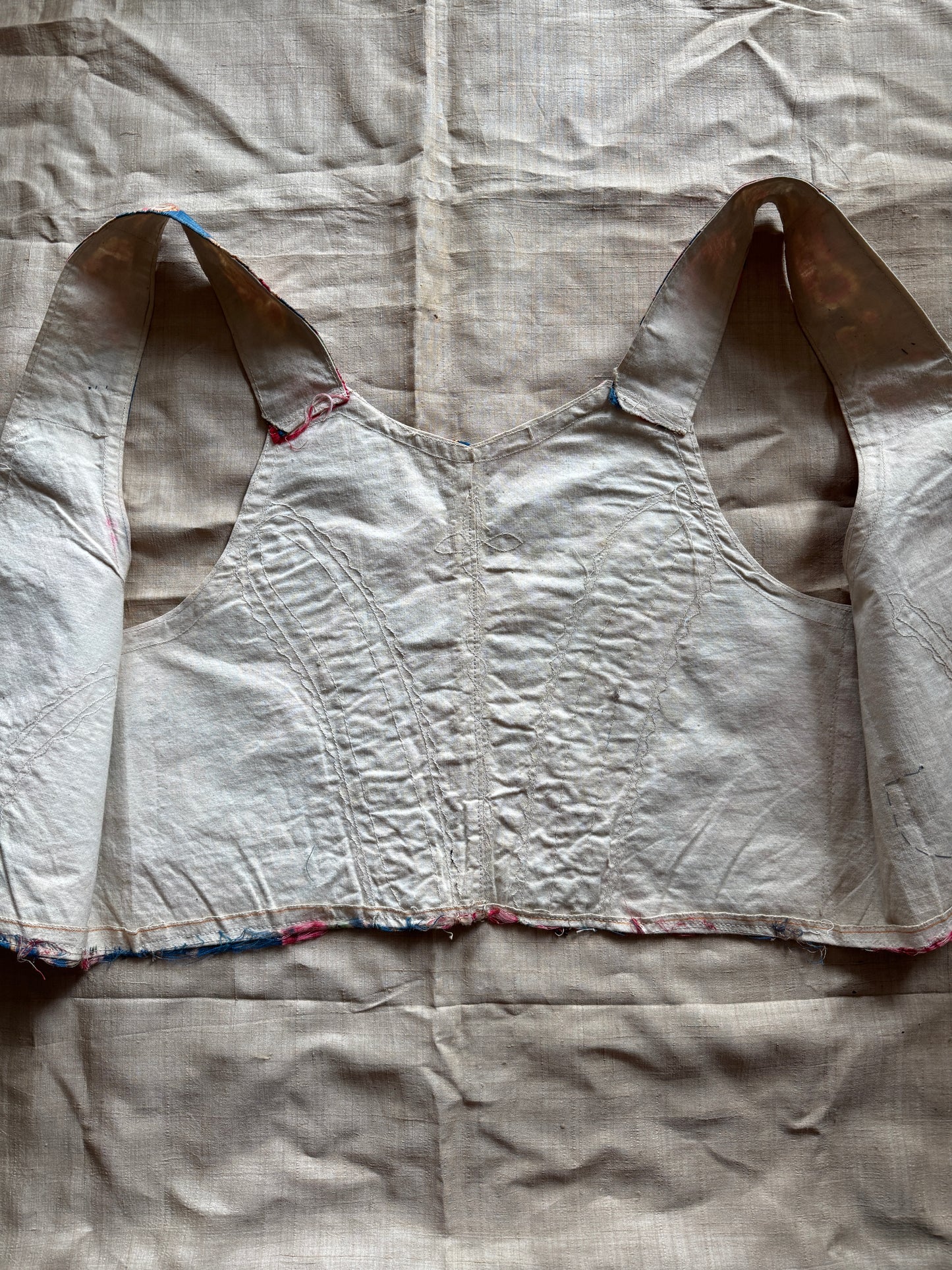 Antique Eastern European Silk Rose Folk Bodice Vest- S/M