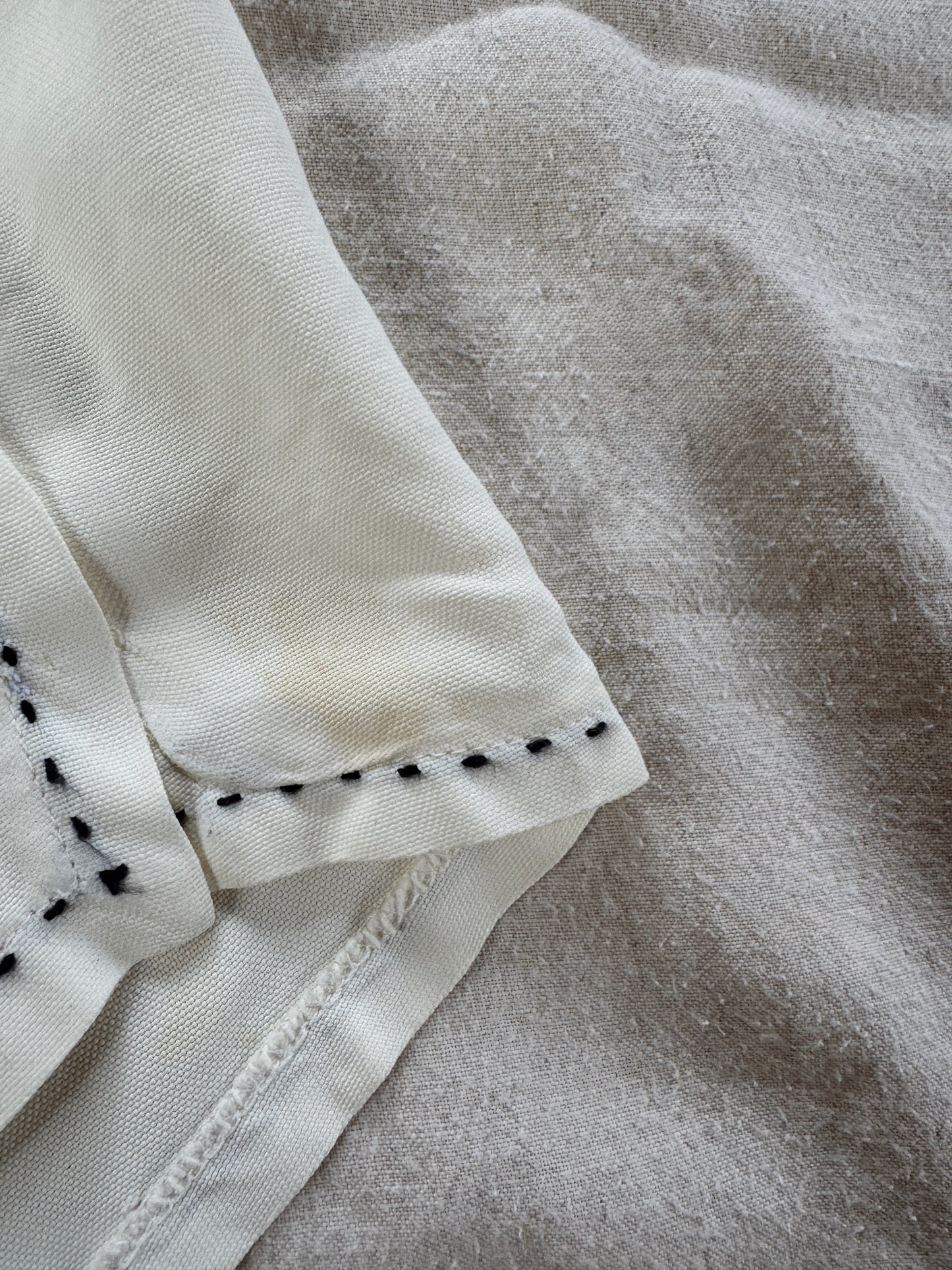 1940s White Sailcloth Playsuit w/ Black Embroidered Trim- M