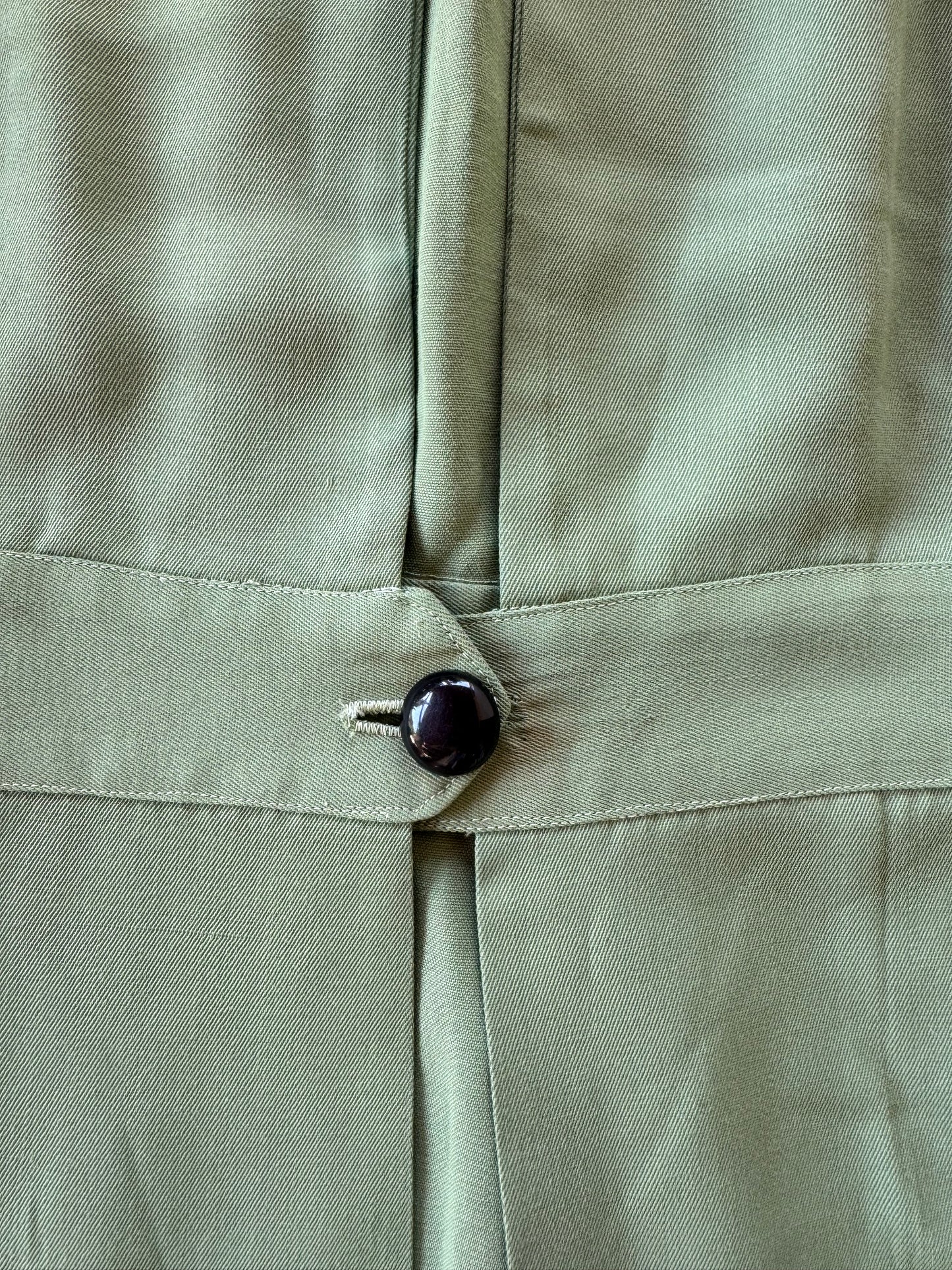 1940s Pistachio Gabardine “LR” Monogrammed Pinafore Top- XS