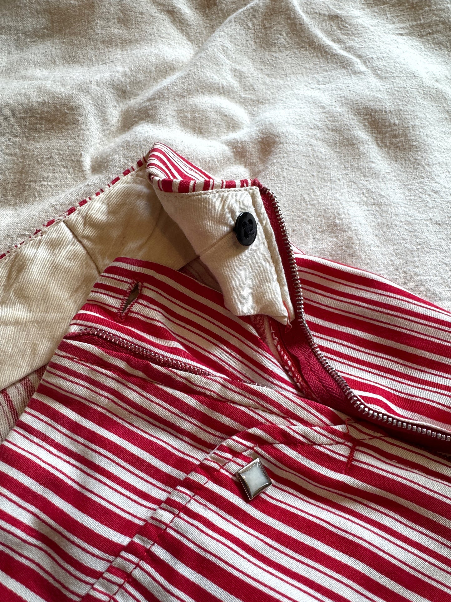 1950s Levi’s Shorthorn Candy Cane Stripe Side Zips- 27”