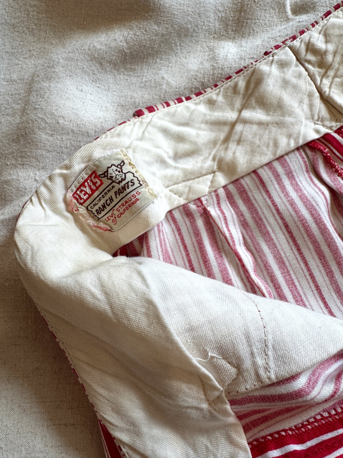 1950s Levi’s Shorthorn Candy Cane Stripe Side Zips- 27”