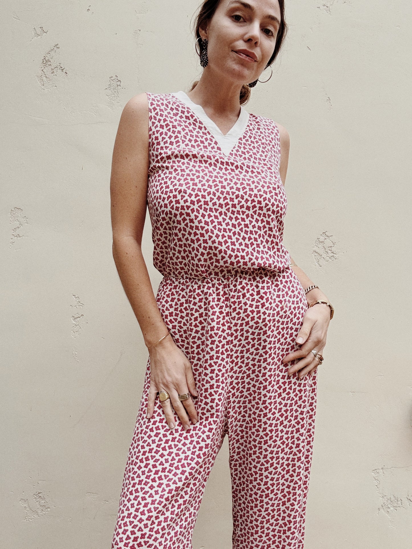 1920s French Ditsy Floral Beach Pajamas- S/M