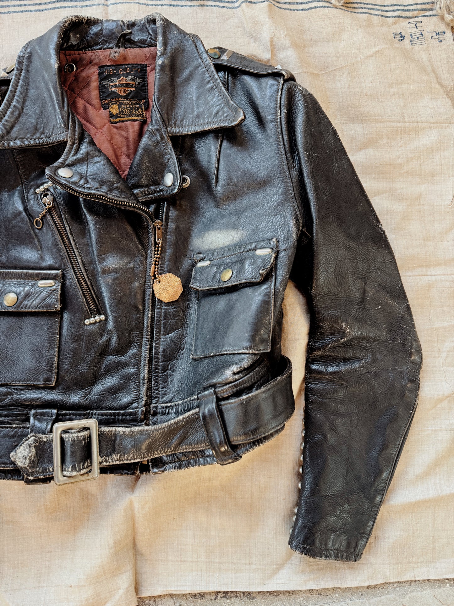 1950s Harley Davidson Cycle Queen w/ Studs + Original Artwork- S/M