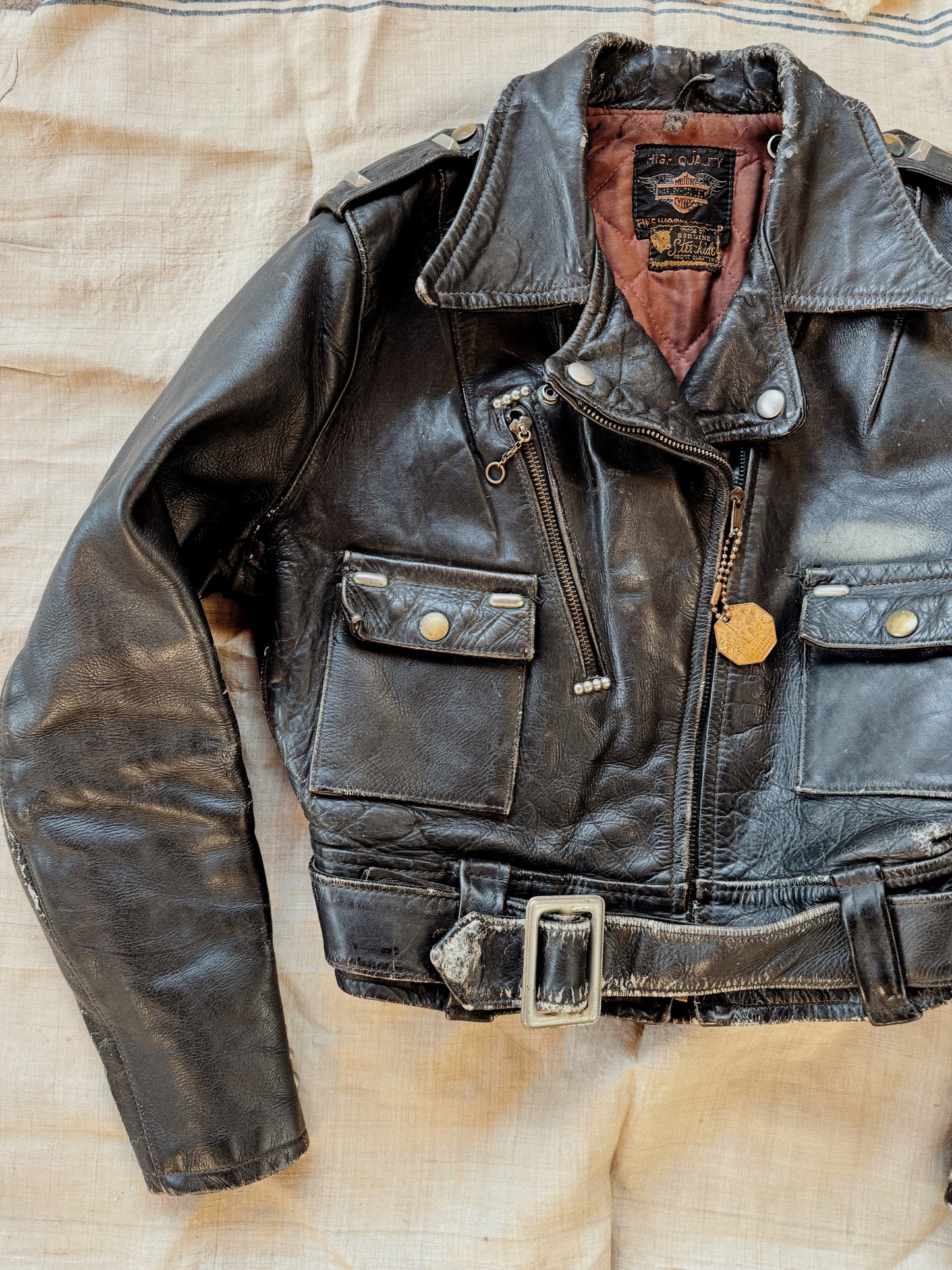 1950s Harley Davidson Cycle Queen w/ Studs + Original Artwork- S/M