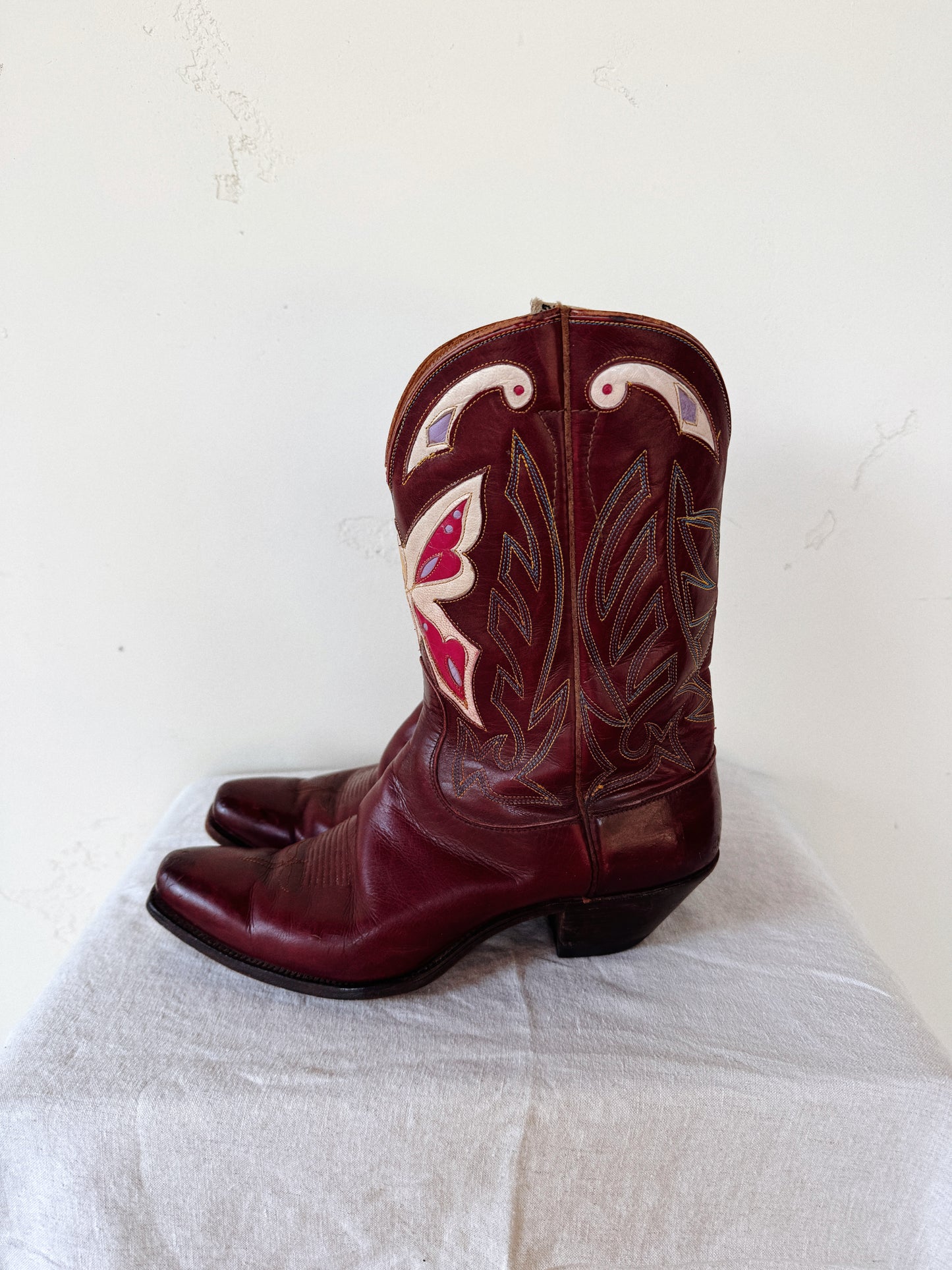1940s Rare Butterfly Justin Inlay Pee Wee Boots- 6