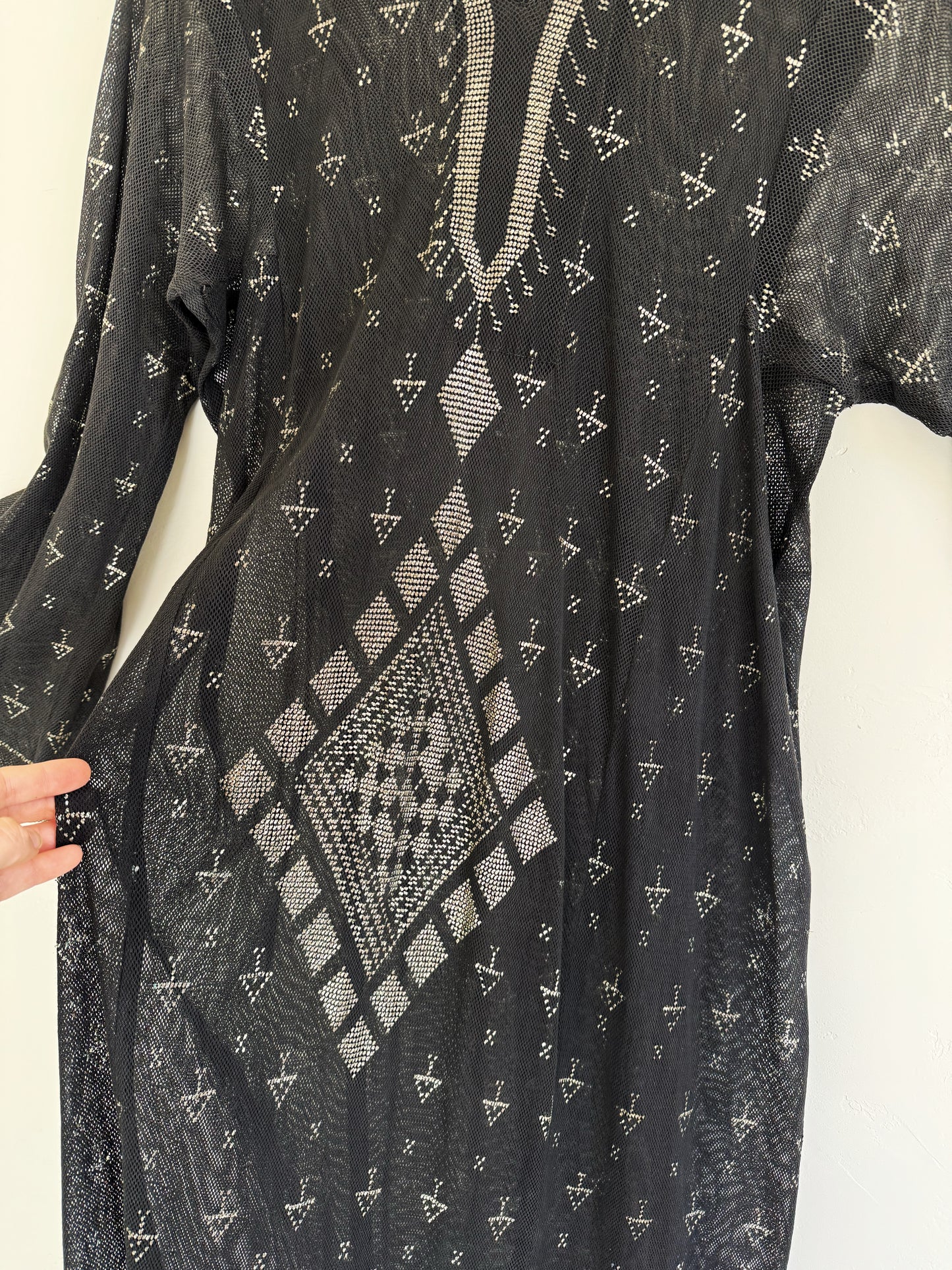 1970s Egyptian Assuit Black Kaftan- M/L